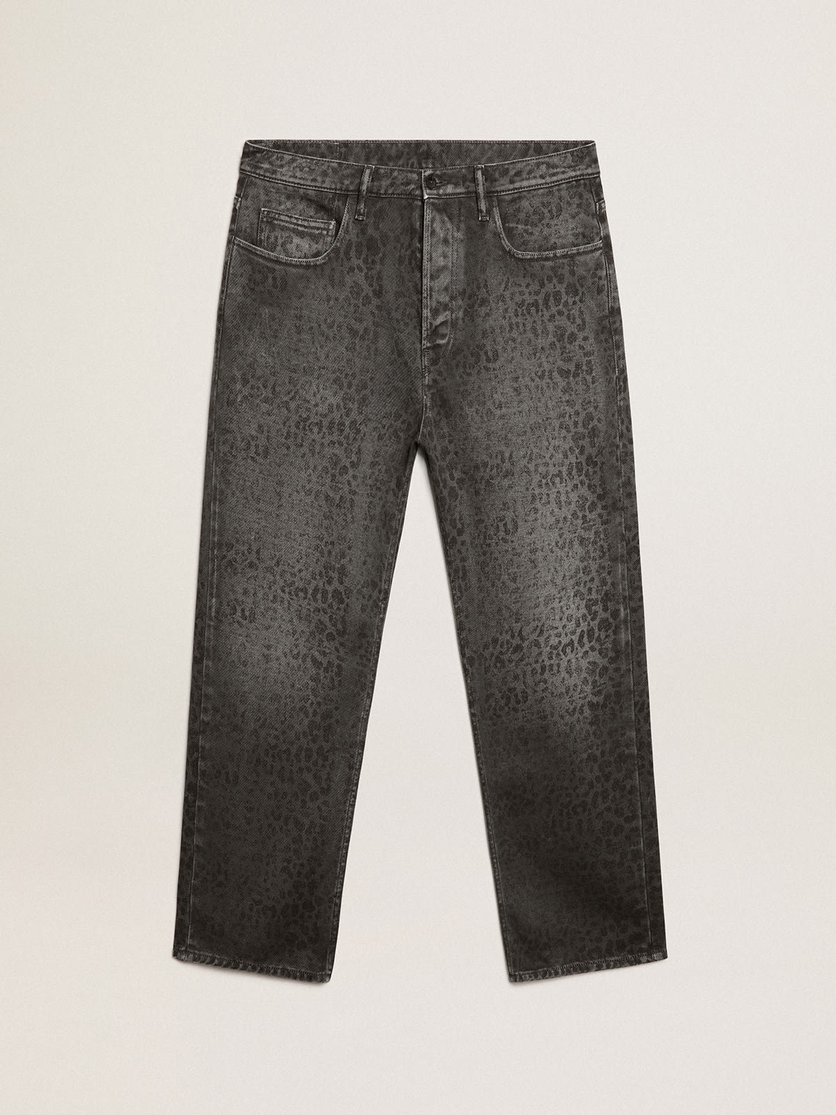 Golden Goose - Men’s gray jeans with leopard print in 