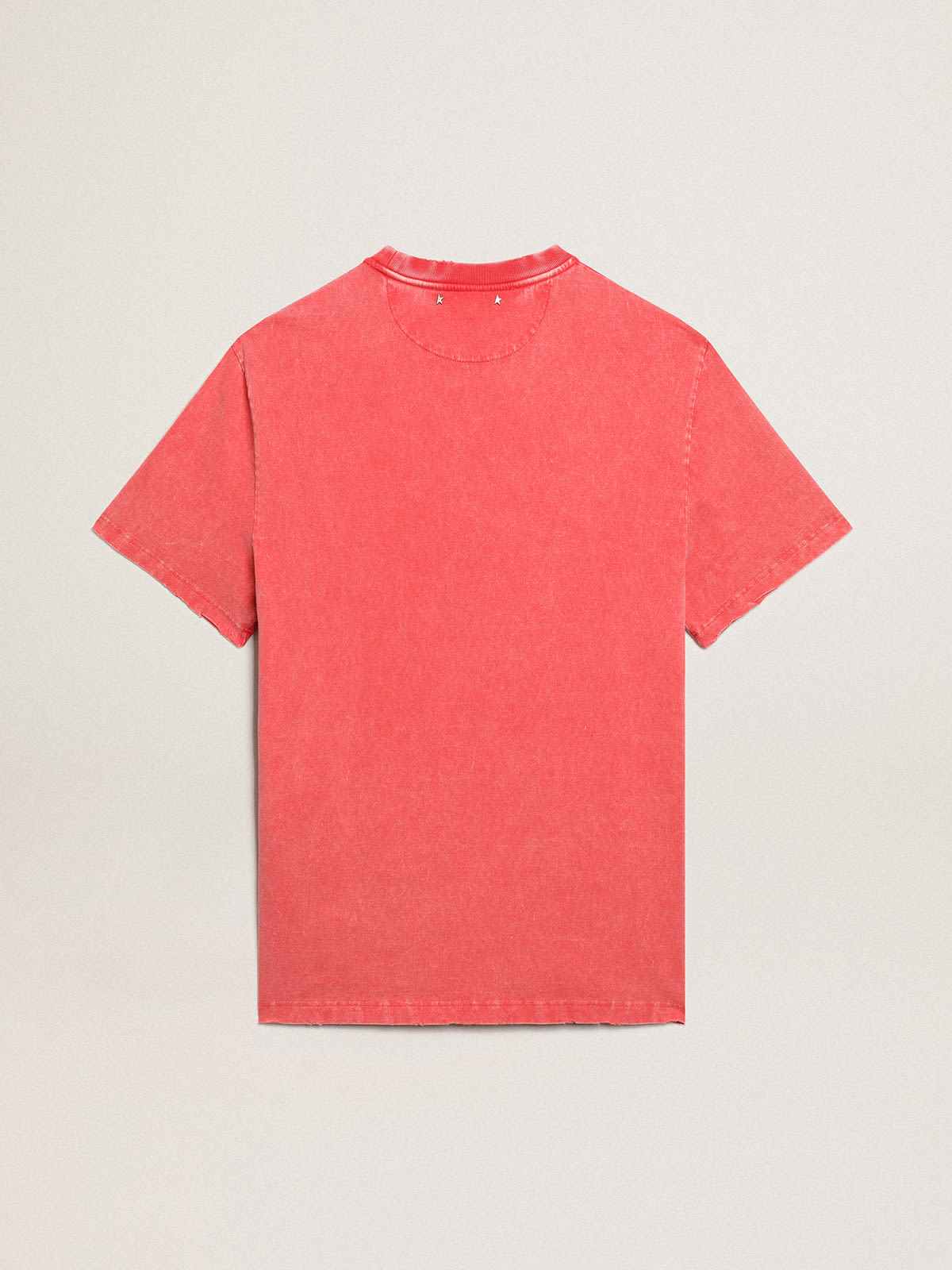 Golden Goose - Red T-shirt with ecru printed lettering in 