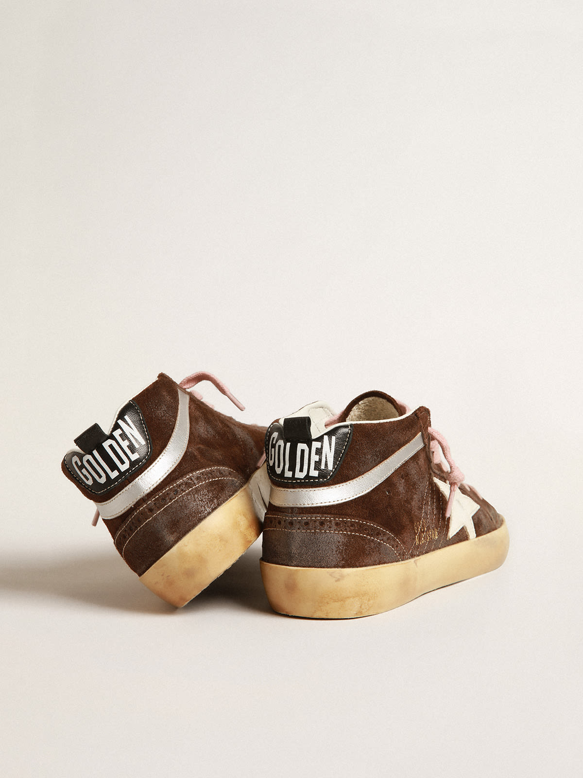 Golden Goose - Mid Star in brown suede with white leather star in 