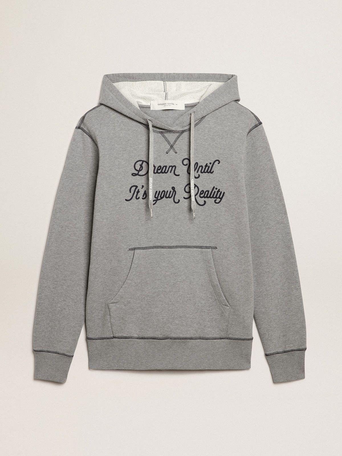 Golden Goose - Gray melange cotton sweatshirt with hood in 