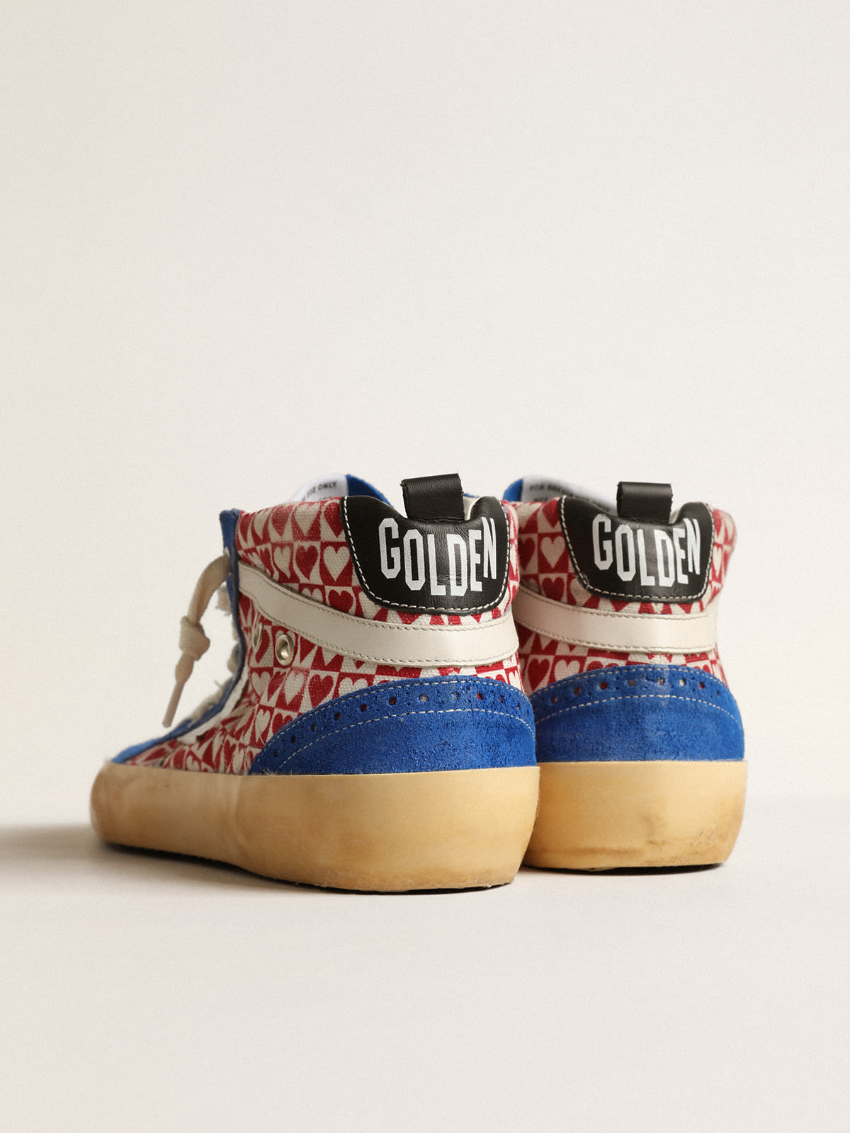 Golden Goose - Women’s Mid Star in canvas with heart print and silver star in 