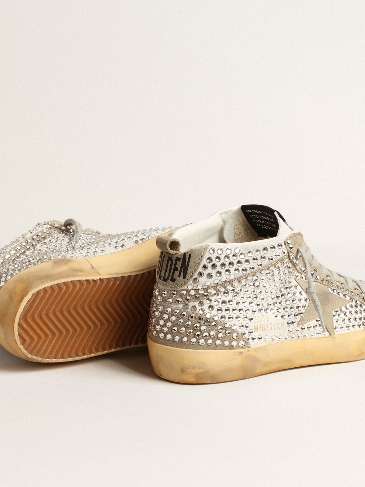 Golden Goose - Mid Star LTD in white and dove-gray suede with Swarovski crystals in 