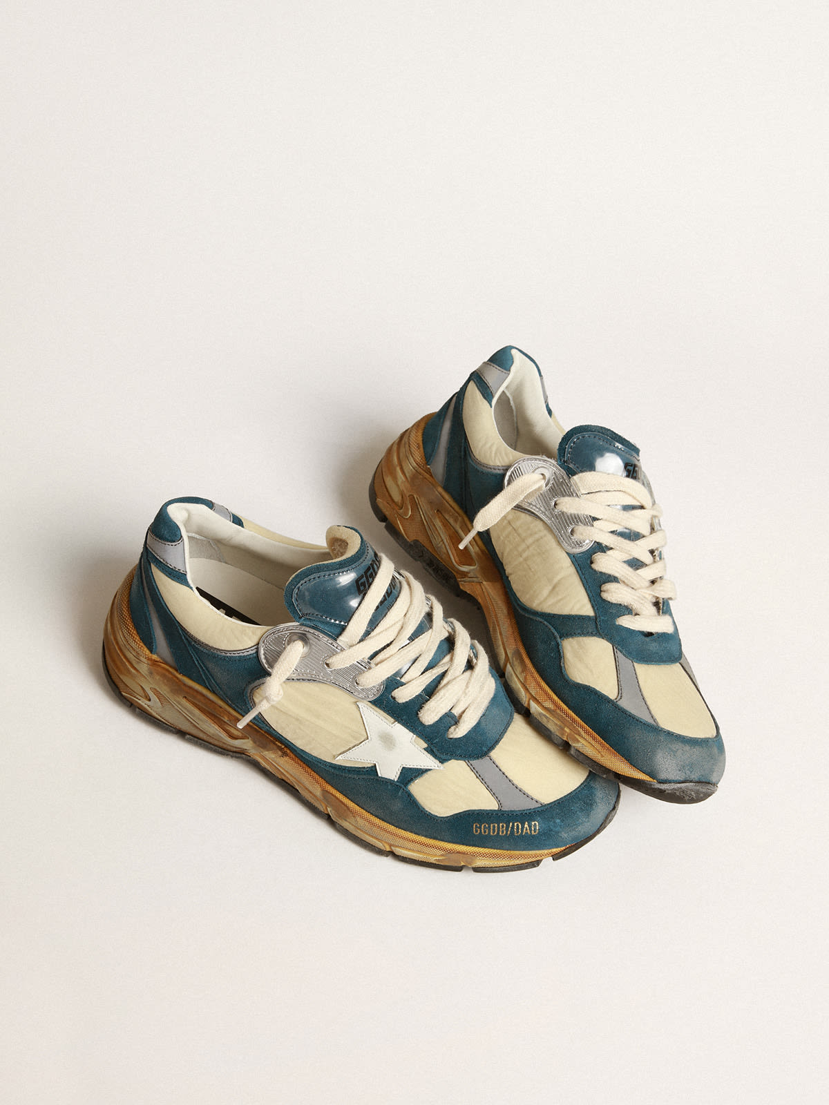 Golden Goose - Women’s Dad-Star in petrol-blue suede with white leather star in 