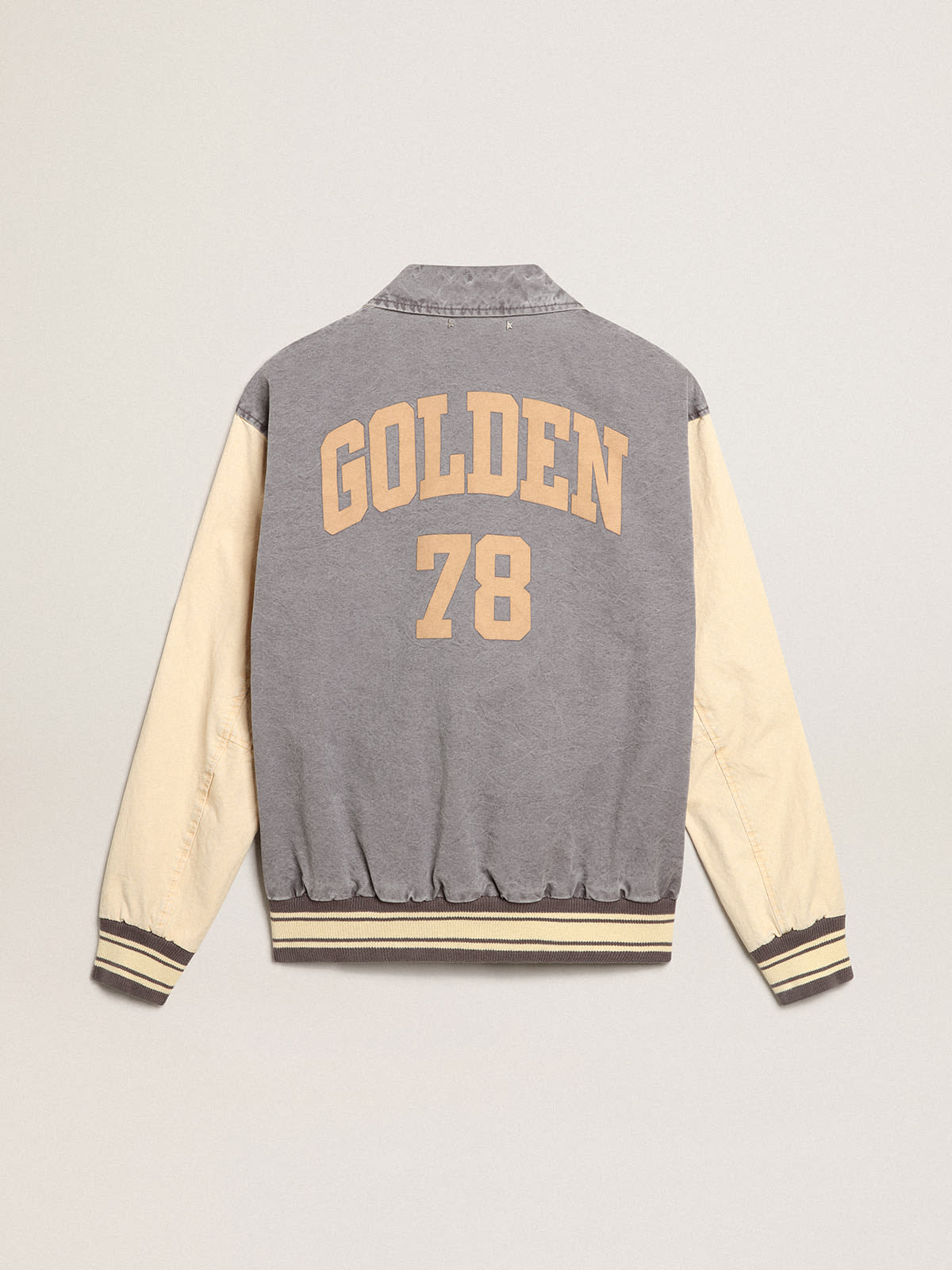 Golden Goose - Bomber jacket in lilac-gray and marzipan-colored cotton in 