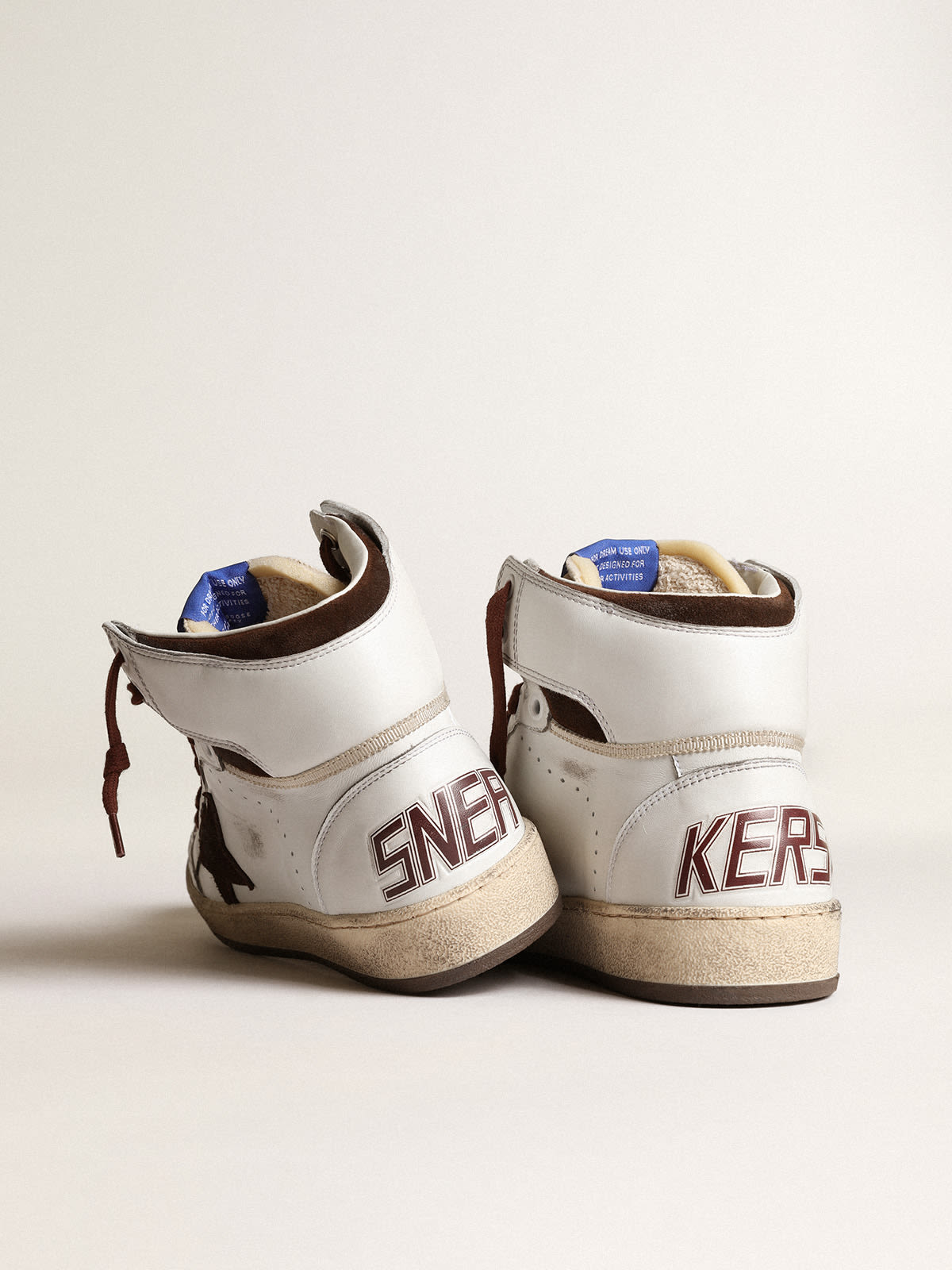 Golden Goose - Women’s Sky-Star in white nappa leather with chocolate suede star in 