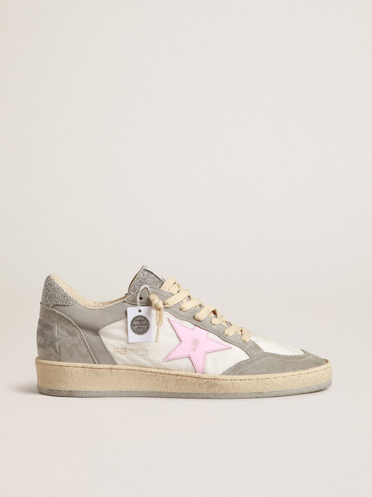 Golden Goose - Ball Star LTD with Swarovski crystal inserts and pink star in 