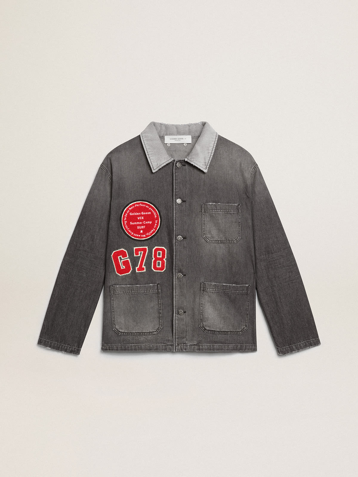 Golden Goose - Black denim shirt with patches in 