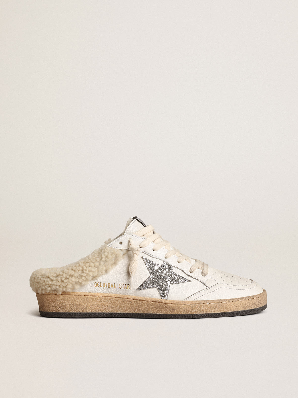 Golden Goose - Ball Star Sabots with glitter star and shearling lining in 