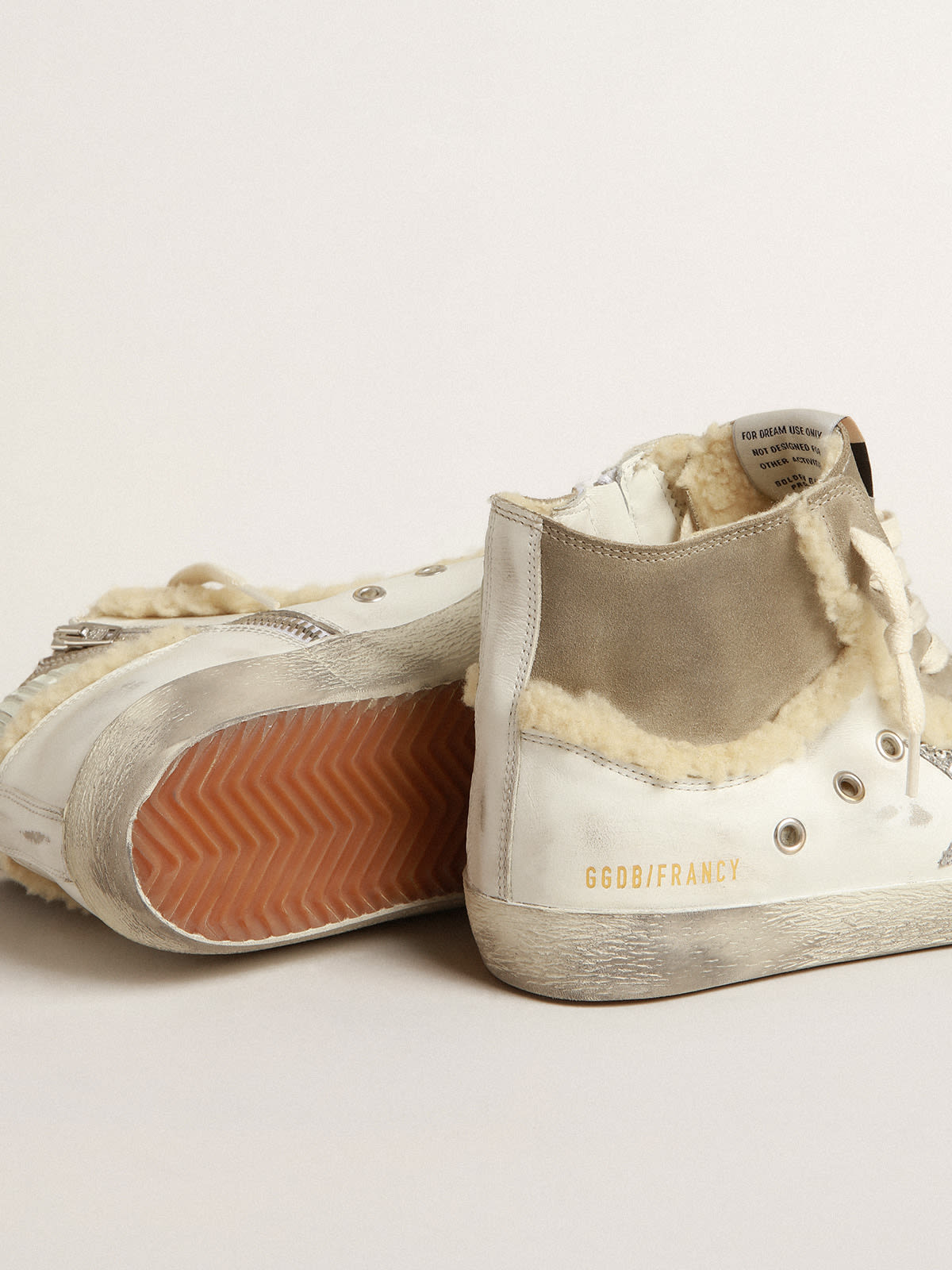 Golden Goose - Francy in leather and suede with silver glitter star in 