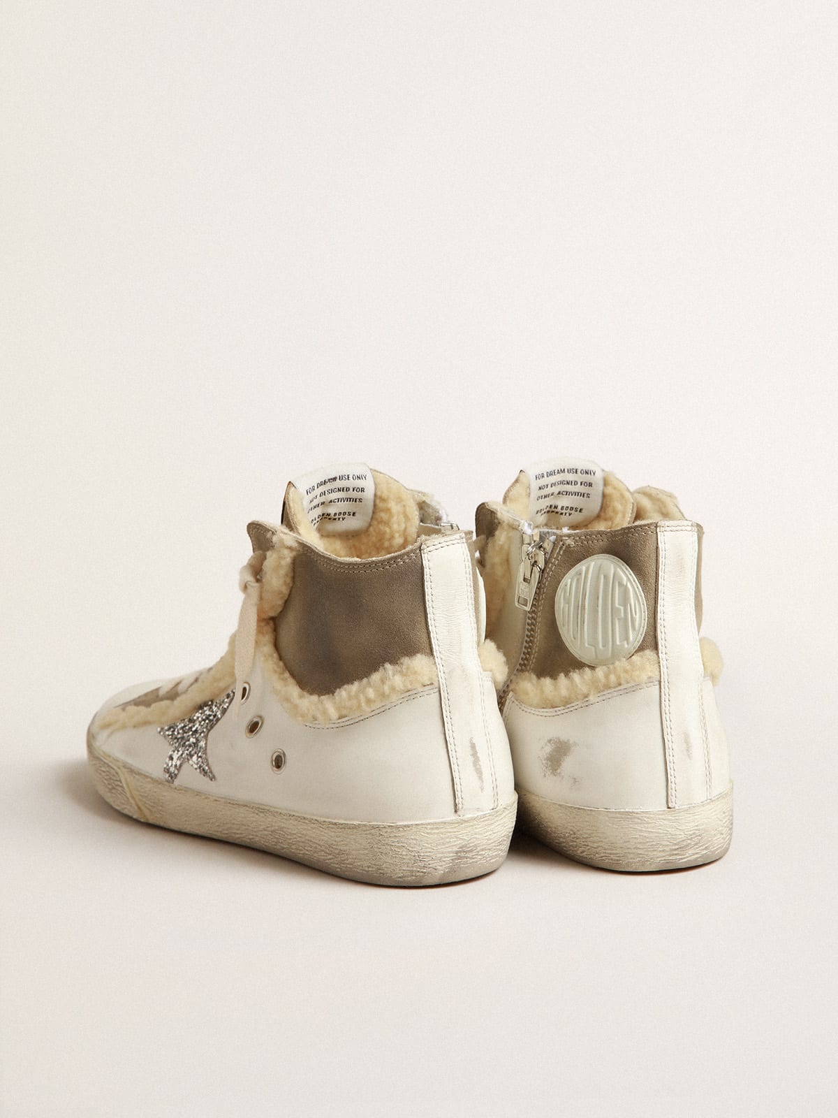 Golden Goose - Francy in leather and suede with silver glitter star in 