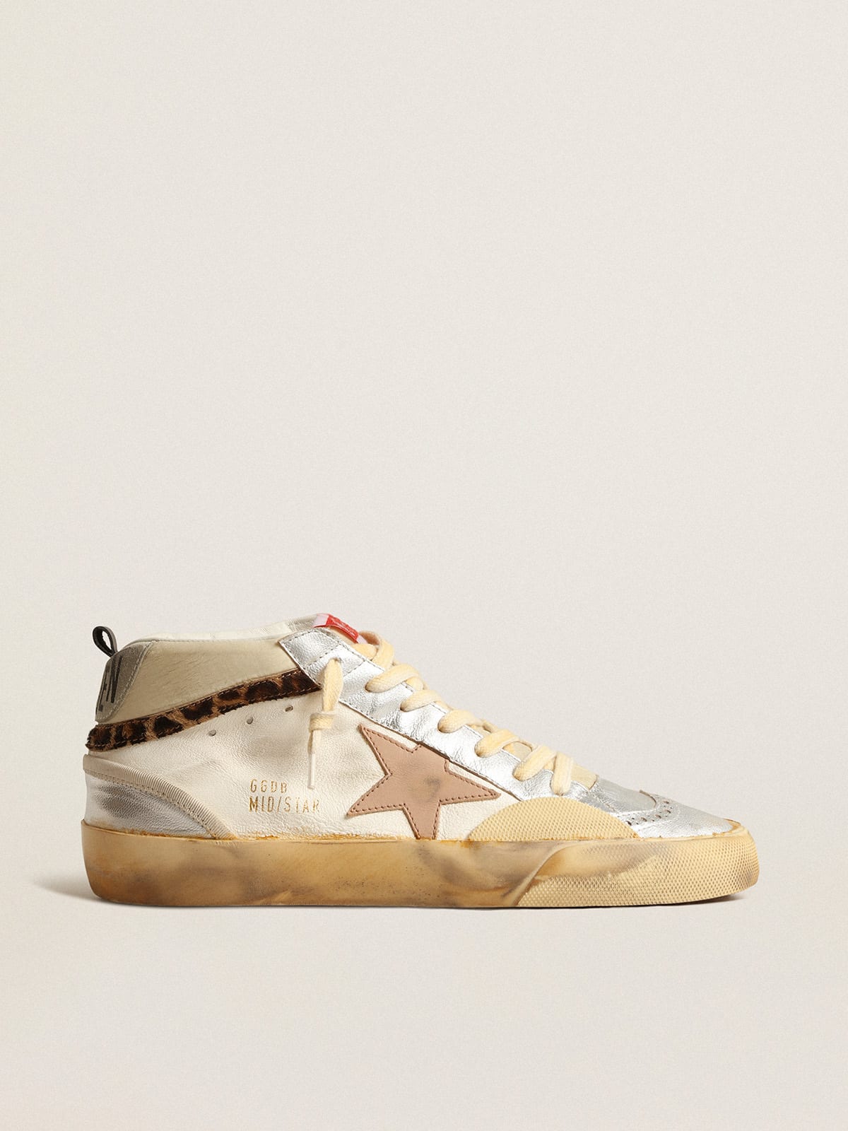 Golden Goose - Mid Star LTD with silver metallic leather inserts and pink star in 