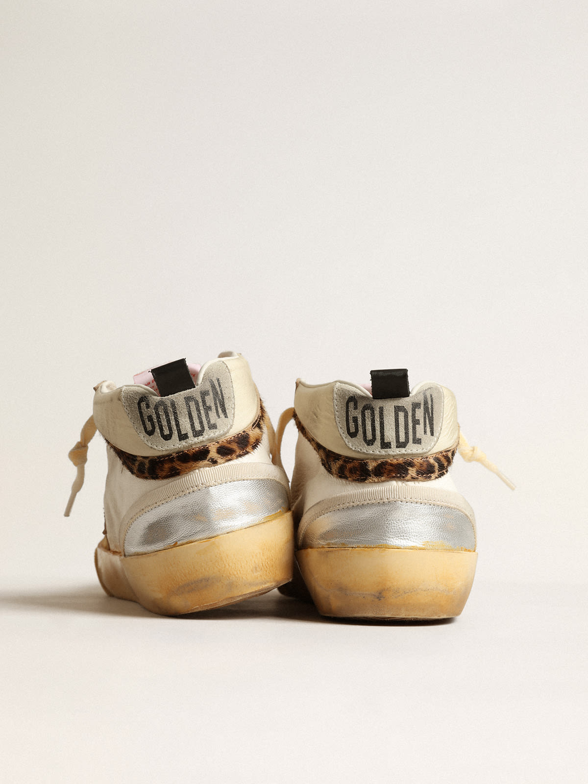 Golden Goose - Mid Star LTD with silver metallic leather inserts and pink star in 