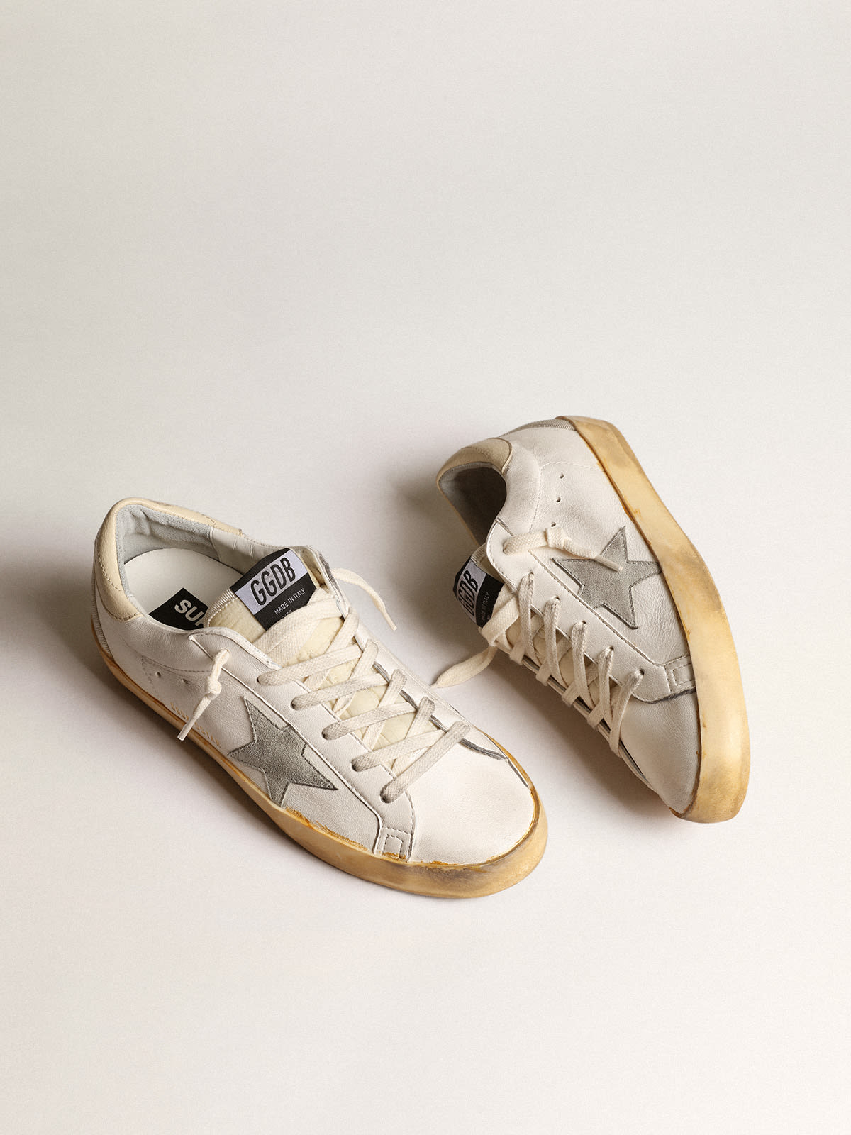 Golden Goose - Super-Star LTD with ice-gray suede star and PVC heel tab in 