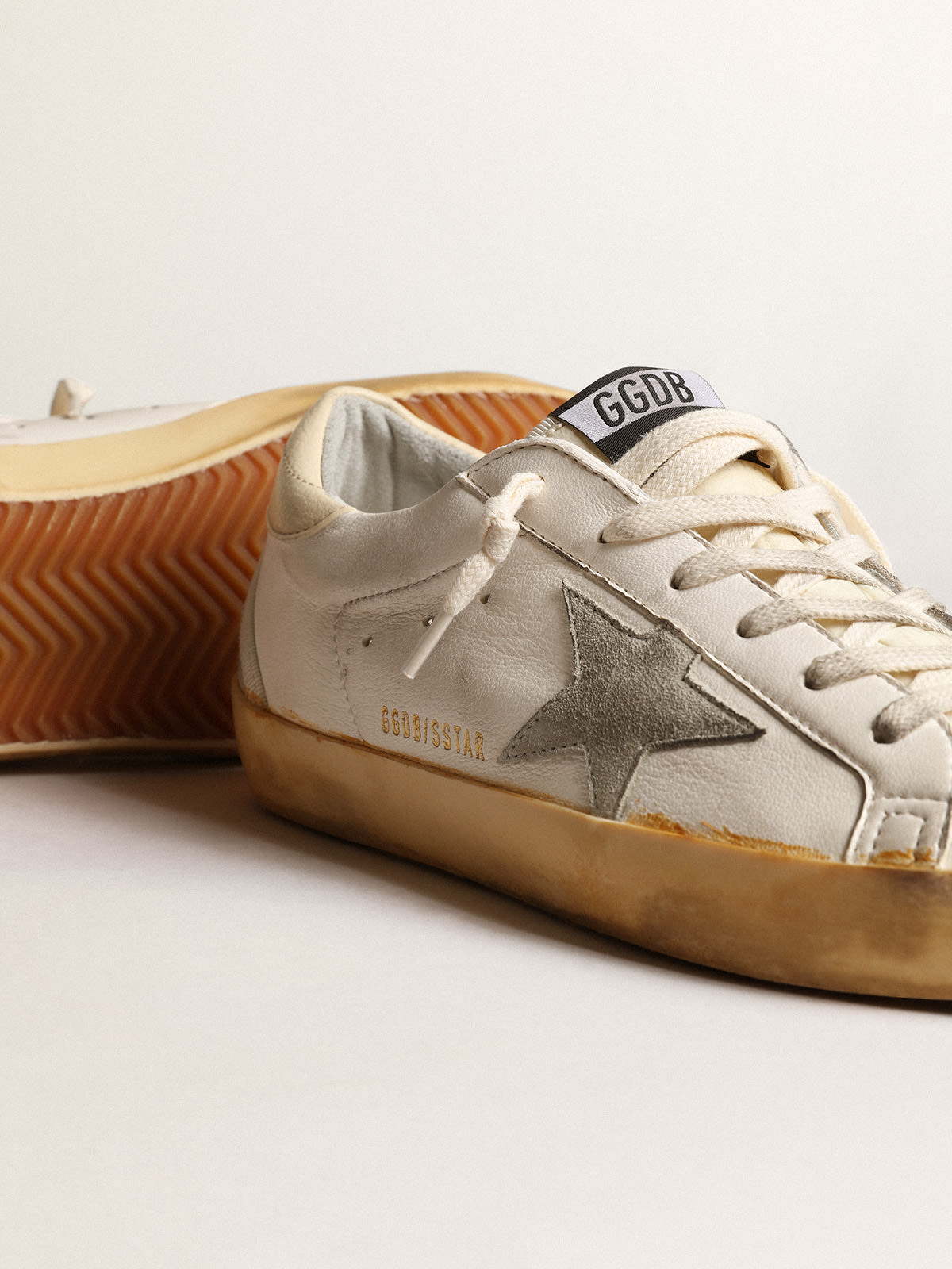 Golden Goose - Super-Star LTD with ice-gray suede star and PVC heel tab in 