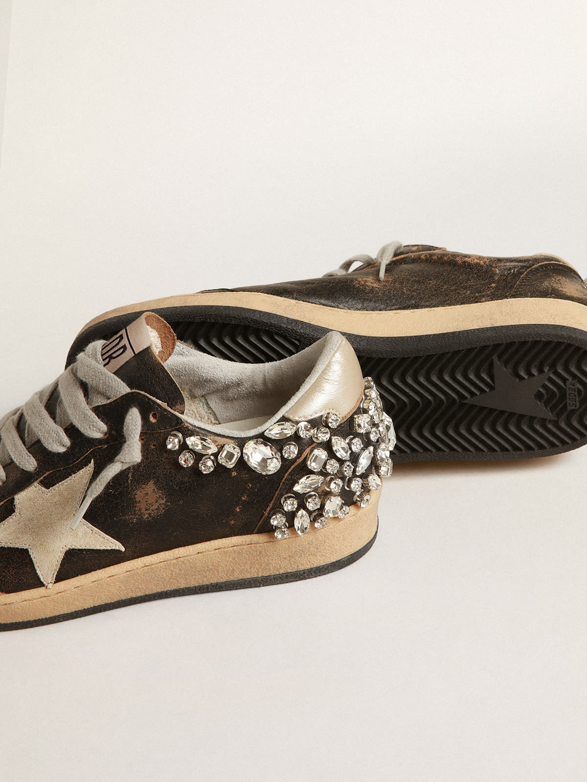 Golden Goose - Ball Star in black leather with crystal decoration in 