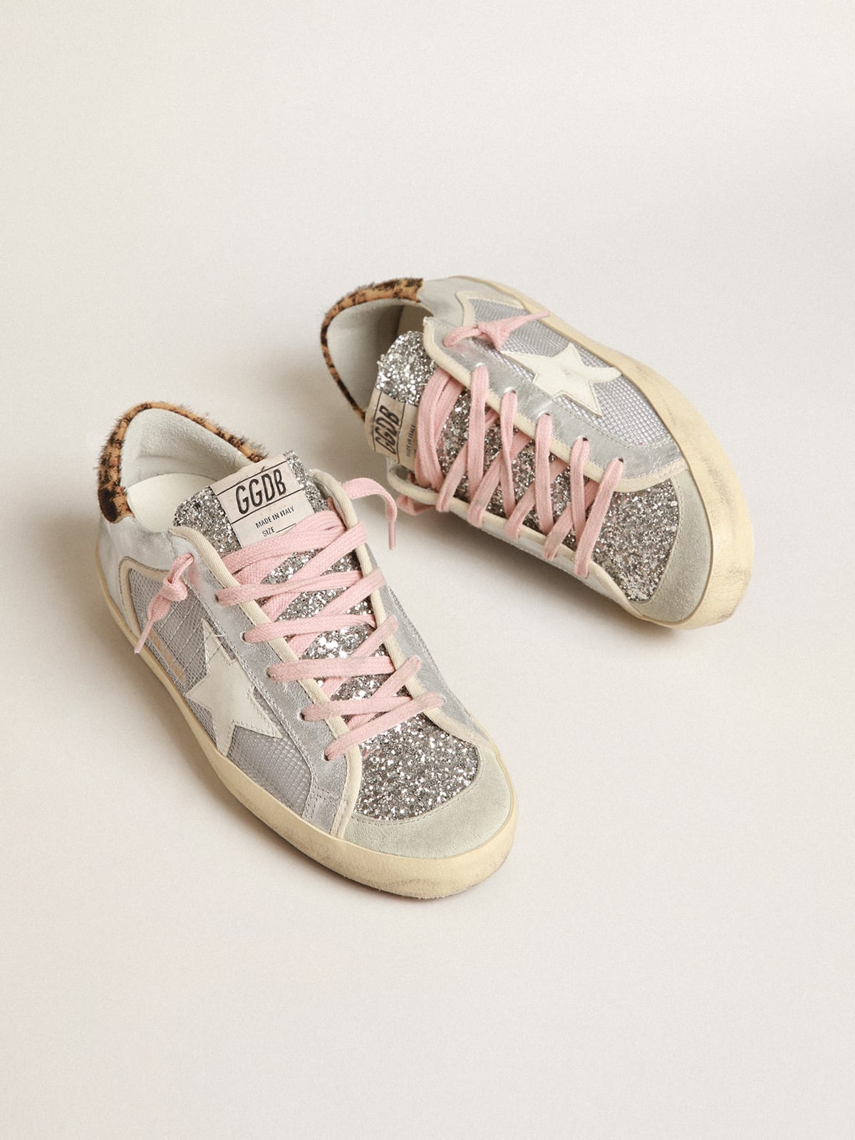 Super Star Glitter Suede Sneakers in Silver - Golden Goose