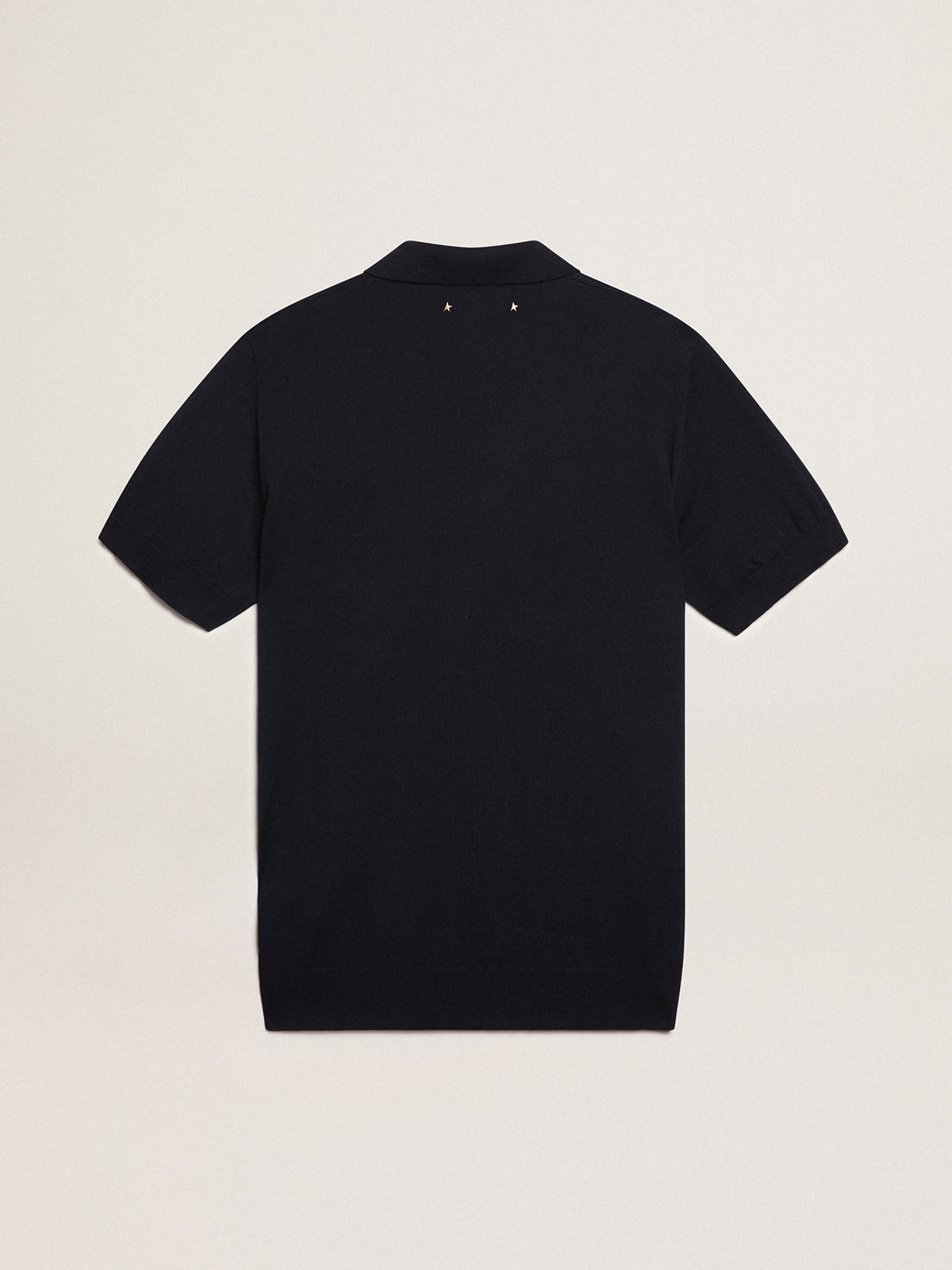Golden Goose - Men’s short-sleeved polo shirt in navy-blue merino wool in 