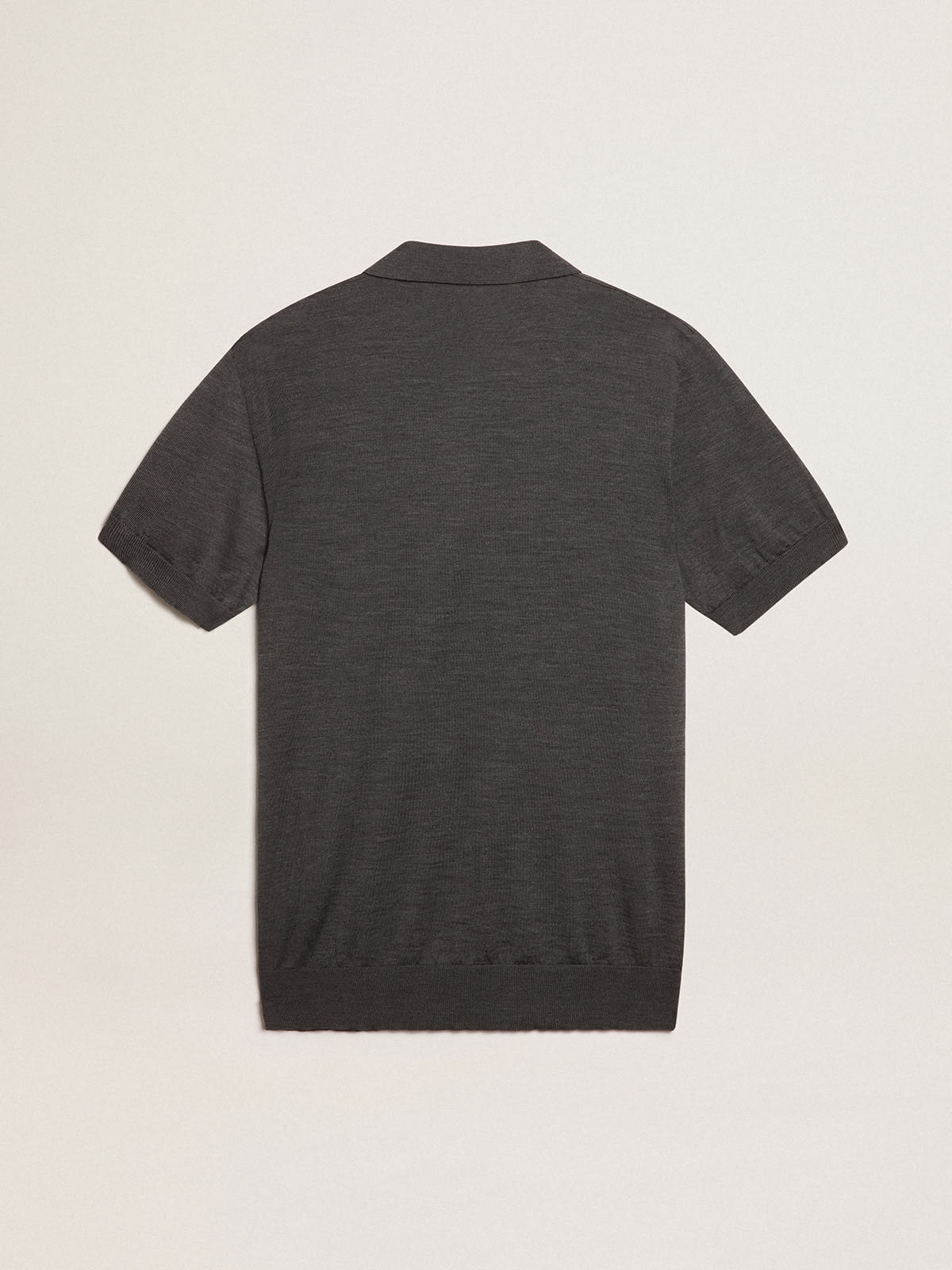Golden Goose - Men’s short-sleeved polo shirt in gray merino wool  in 