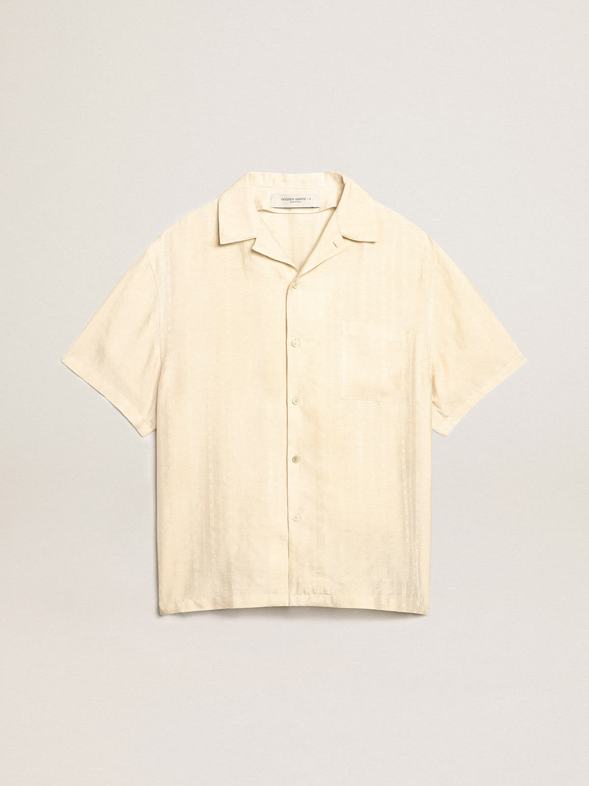 Golden Goose - Short-sleeved shirt in parchment-colored linen in 