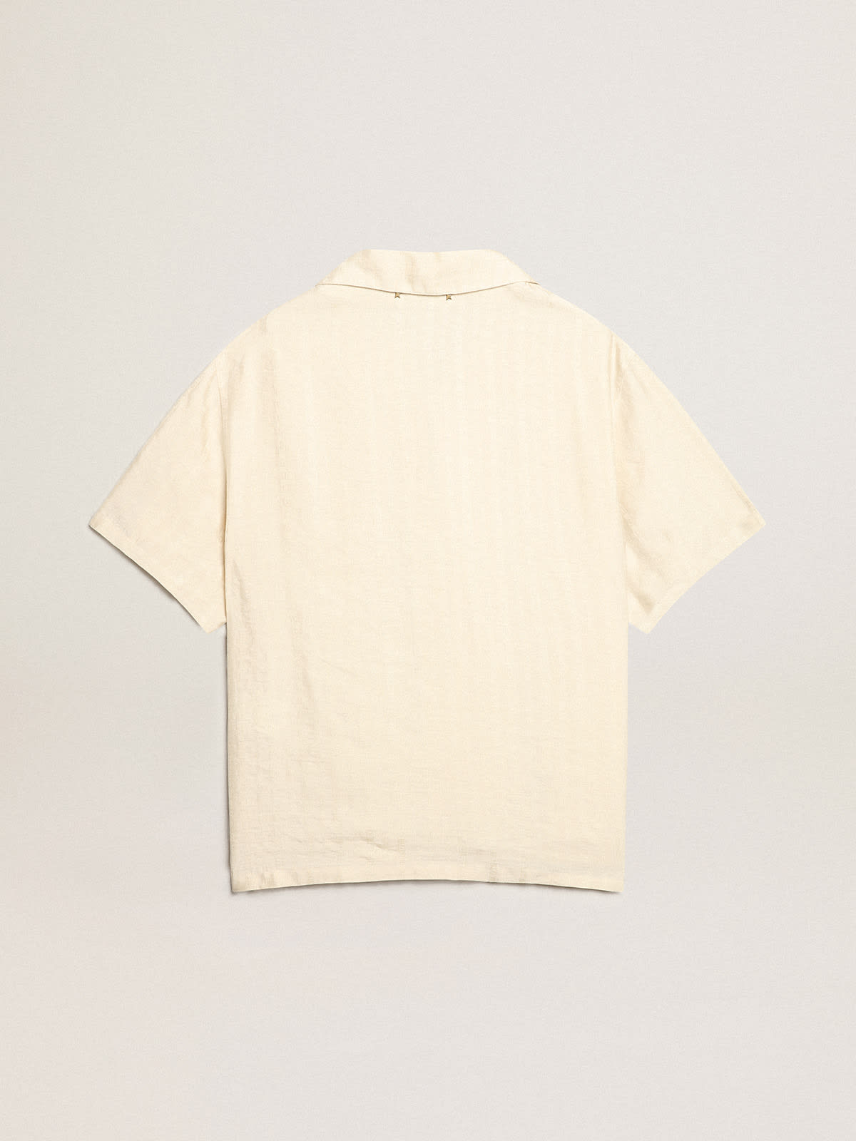 Golden Goose - Camisa de linho de manga curta cor de pergaminho in 