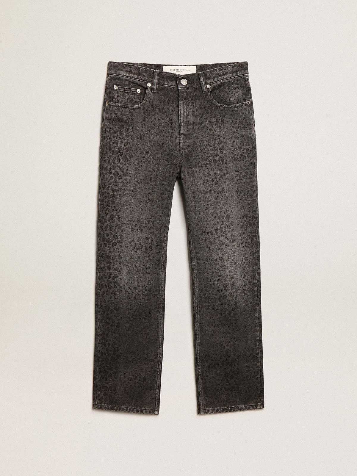 Golden Goose - Women’s gray jeans with leopard print in 