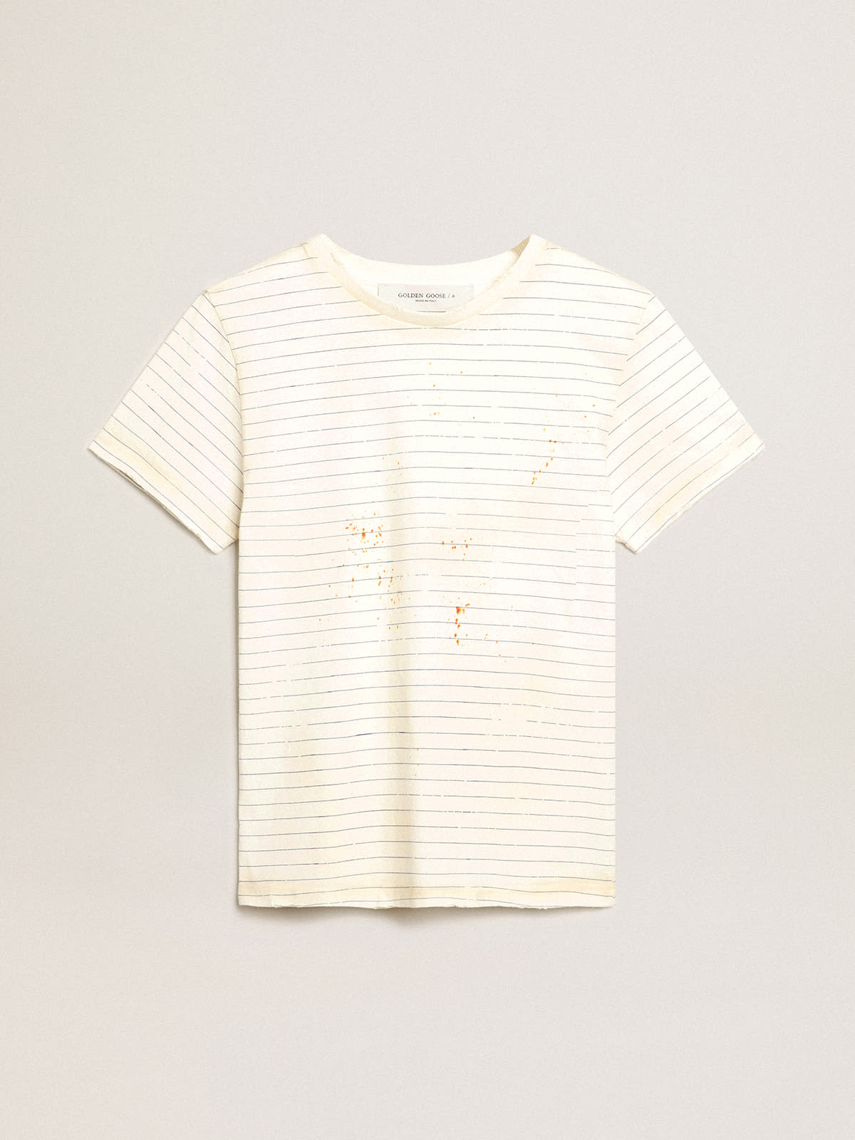 Golden Goose - White T-shirt with vintage notebook effect in 