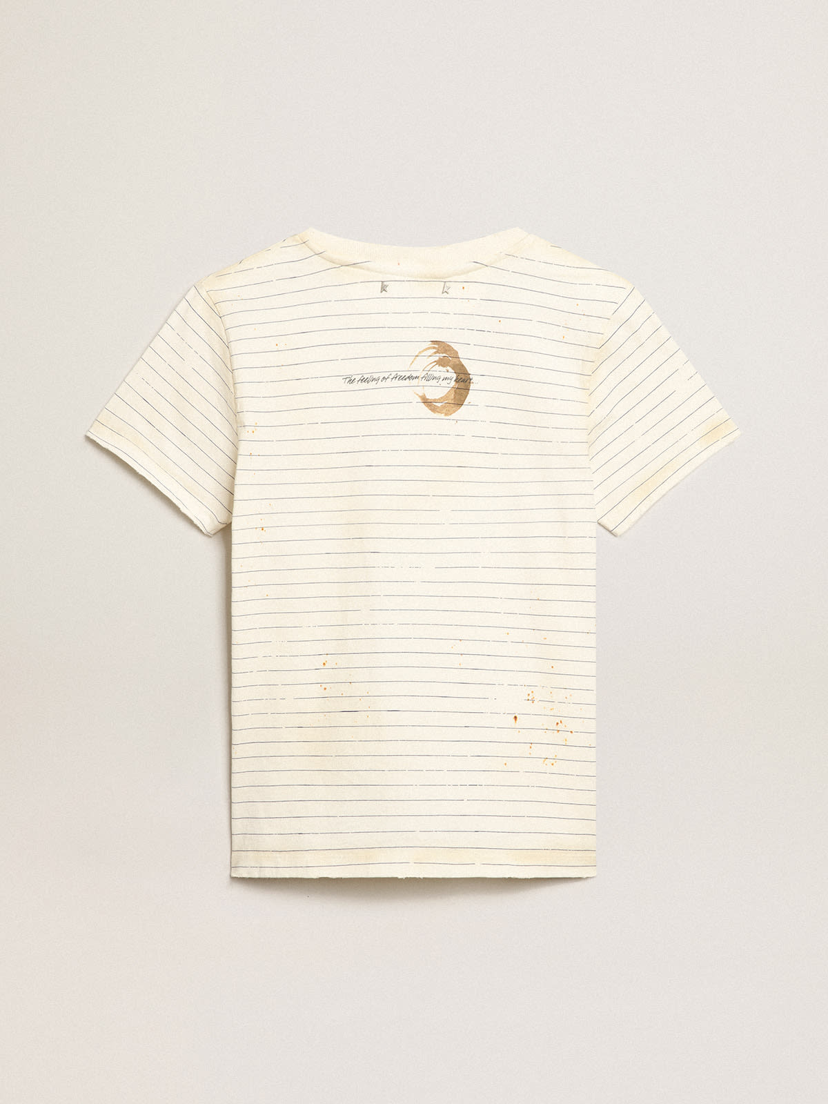 Golden Goose - T-shirt di colore bianco effetto notebook antico in 