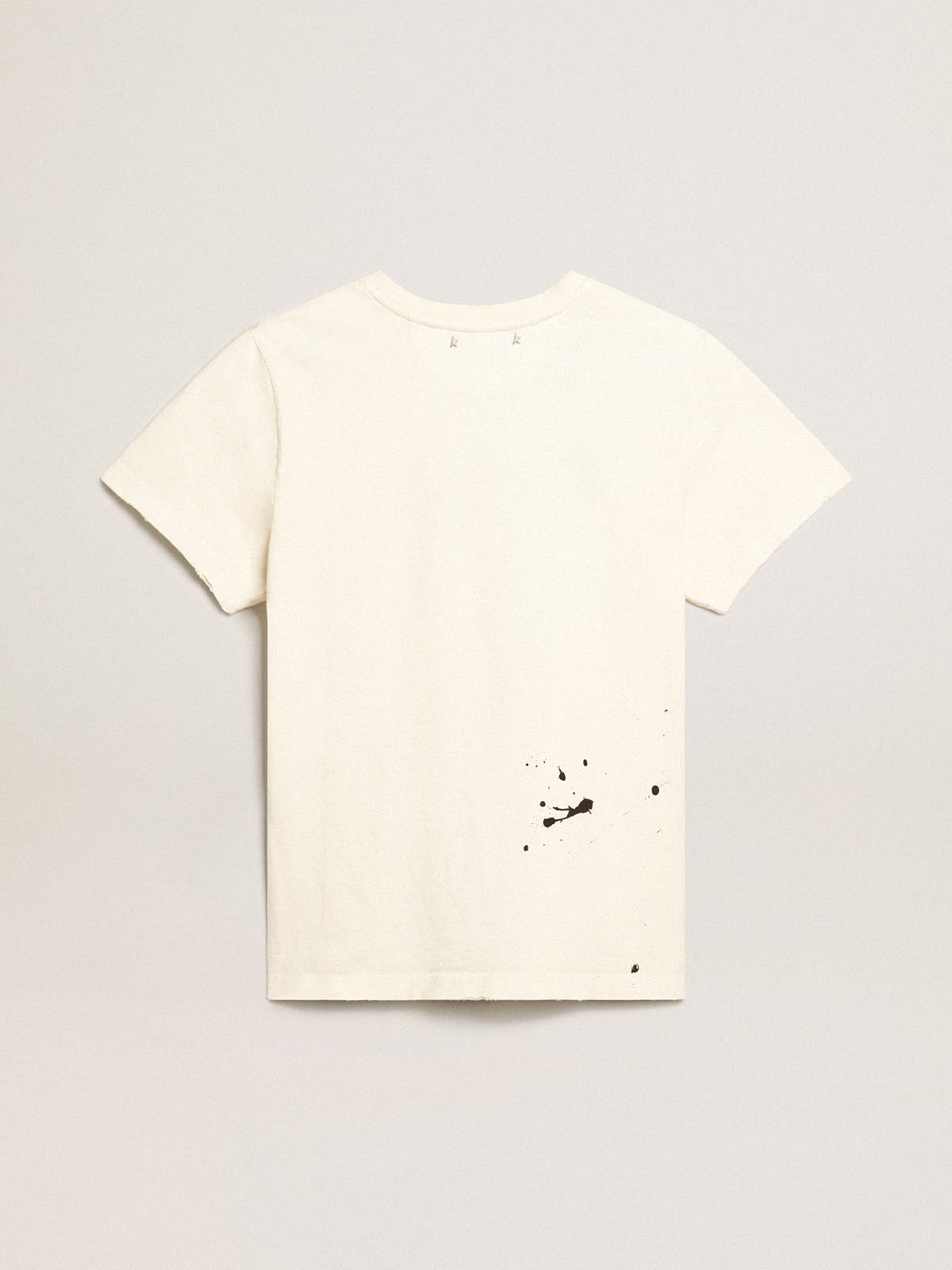 Golden Goose - Camiseta de color blanco con mensaje y bordado in 