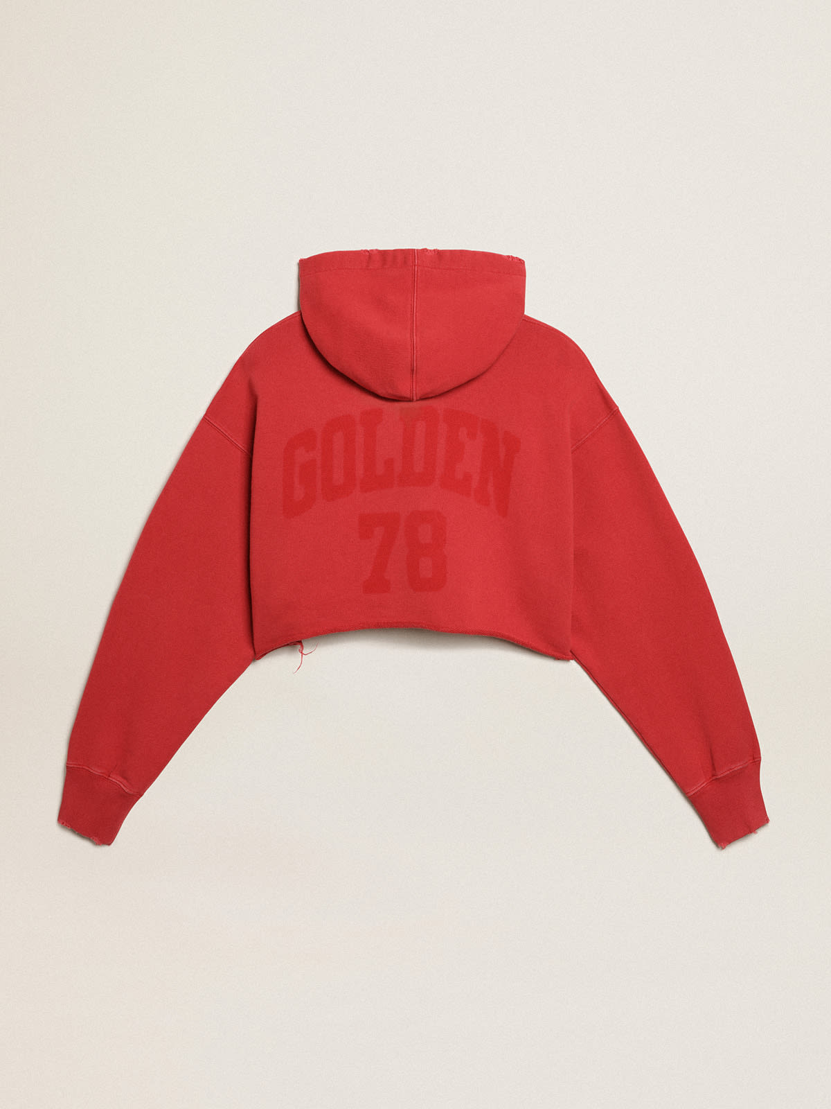 Red and white crop top online hoodie