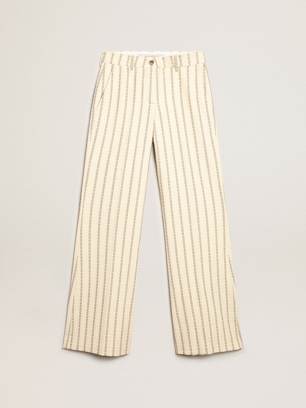 Beige striped pants sale