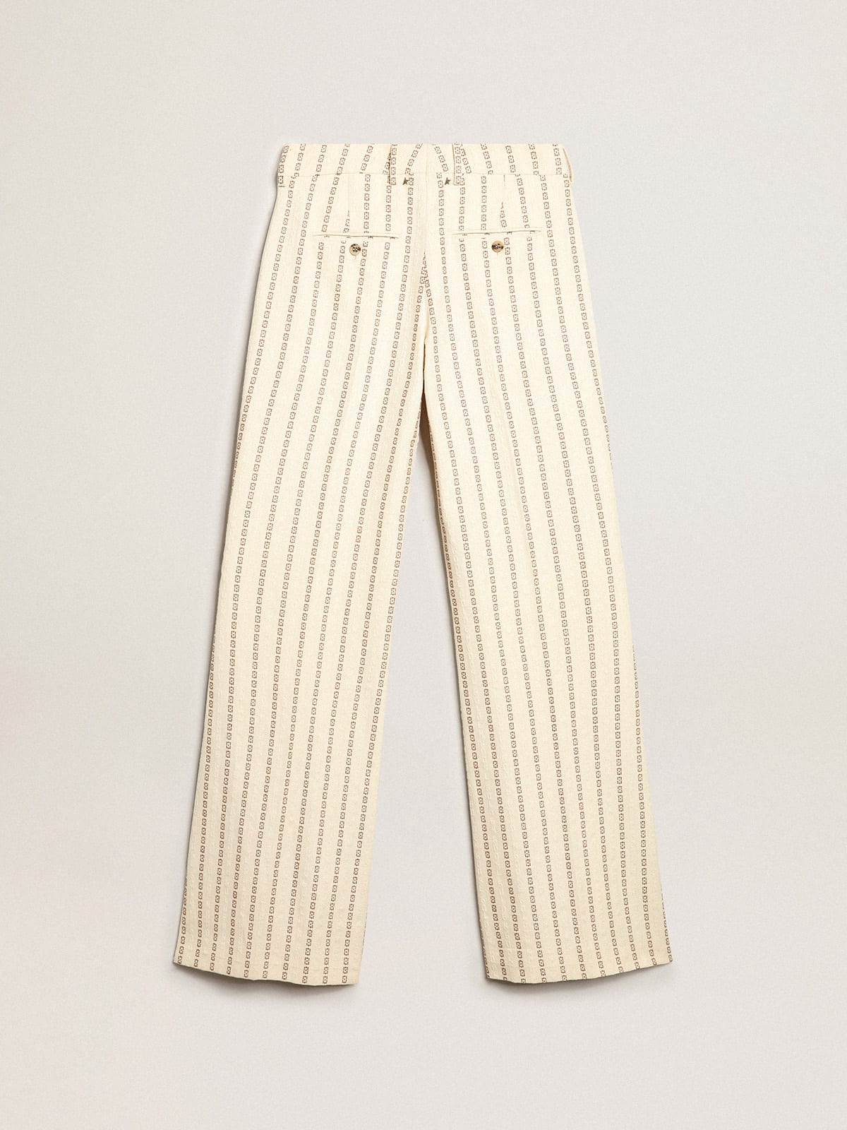 Golden Goose - Pantalon en coton de couleur crème avec motif jacquard in 