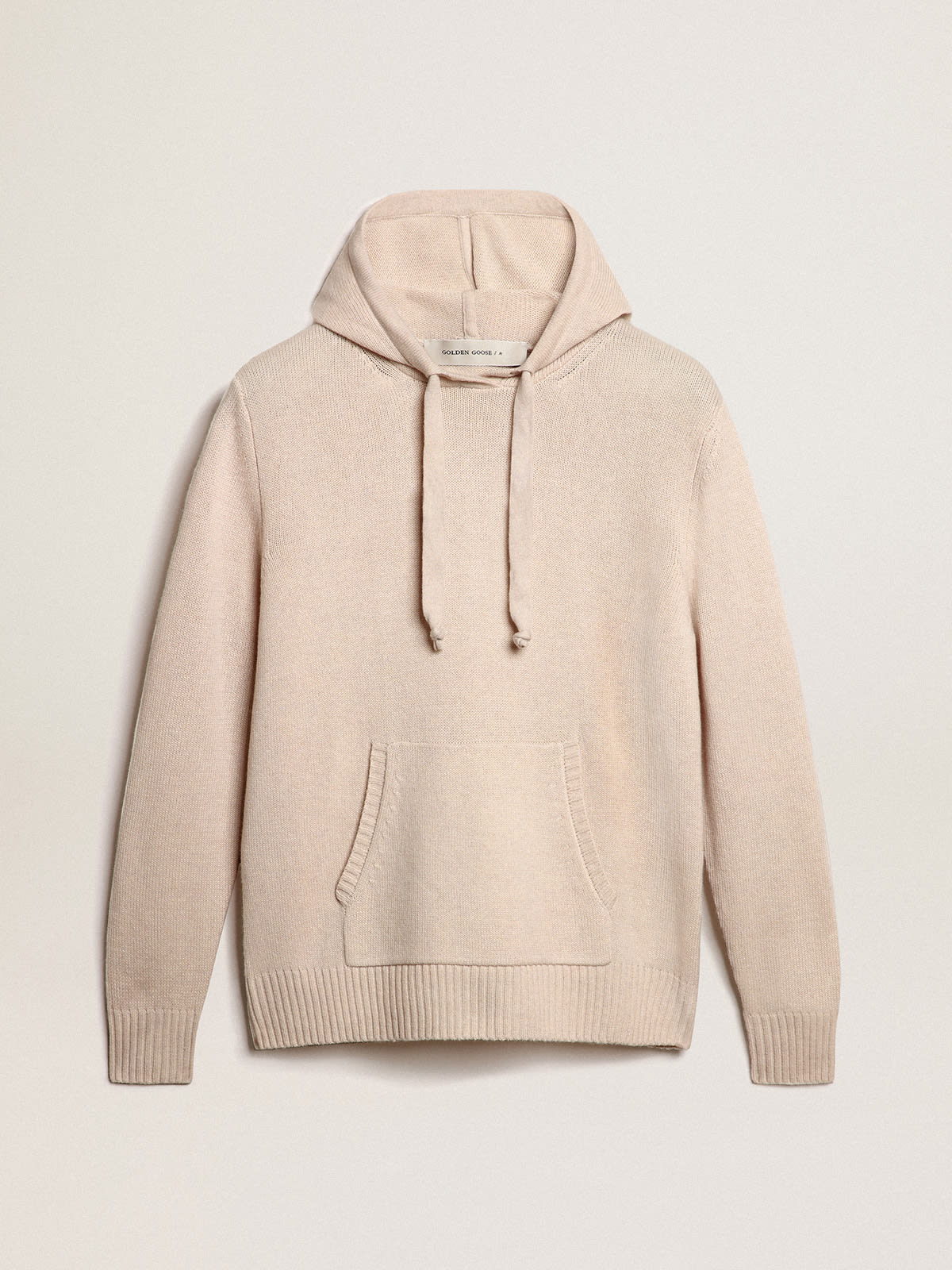 Sweat-shirt blanc pour femme en cachemire mélangé à capuche