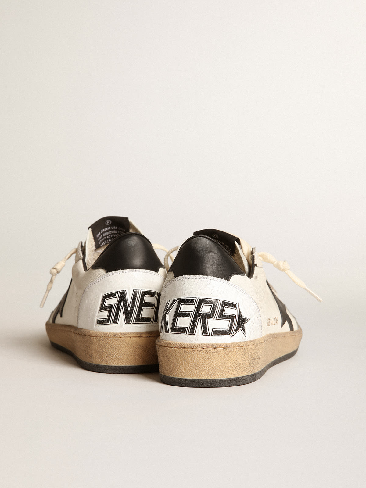 Golden Goose - Men's Ball Star sneakers in white nappa leather with black leather star and heel tab in 