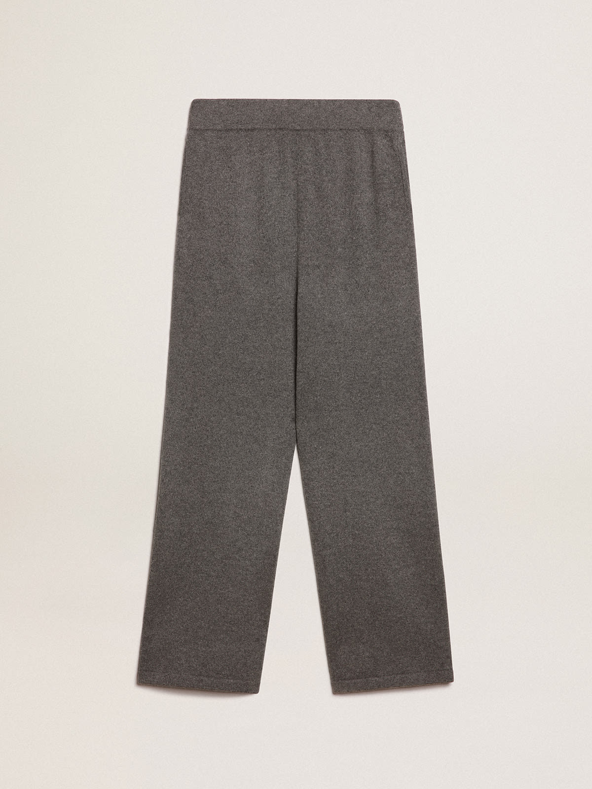 Women’s pants in beige and brown wool and silk blend fabric