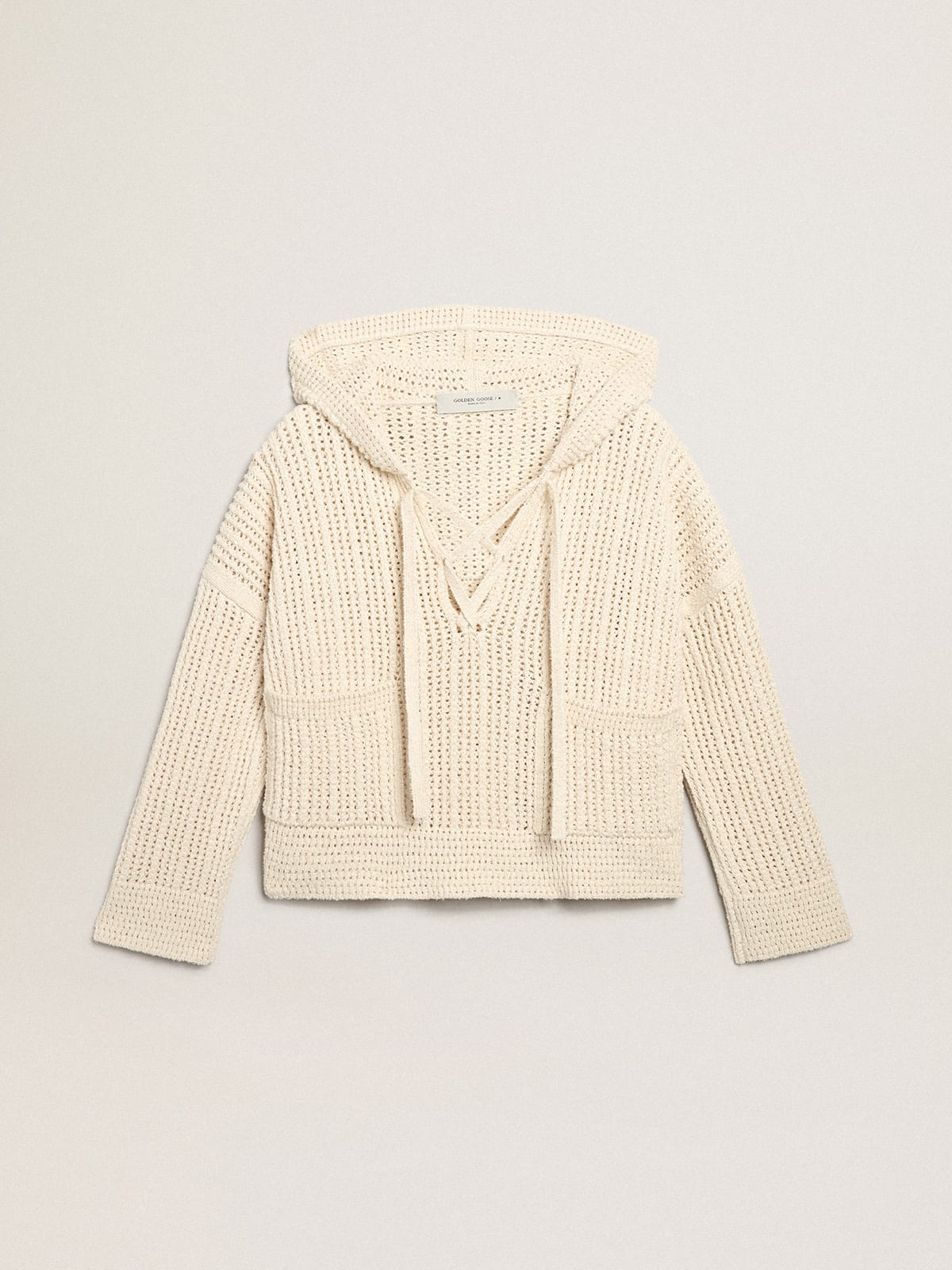 Golden Goose - Hooded top in papyrus-colored cotton in 
