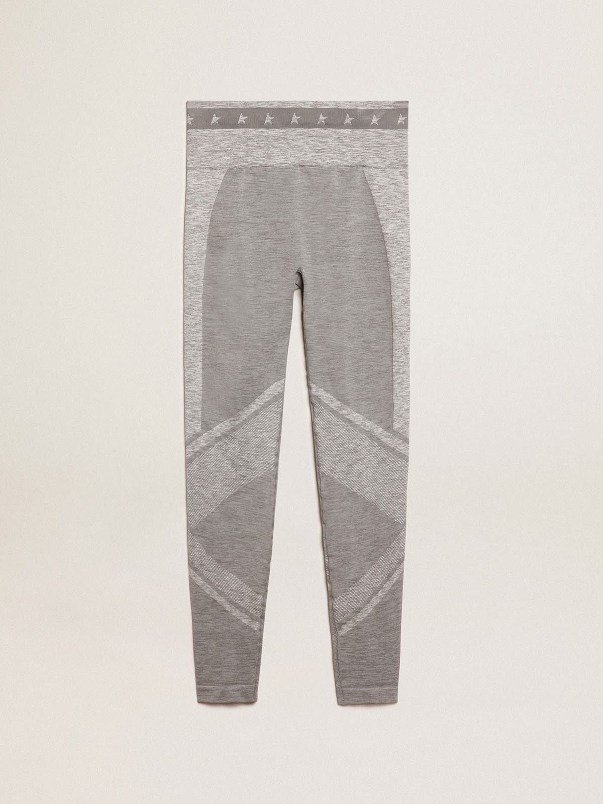 Women’s gray melange leggings with mixed stitching