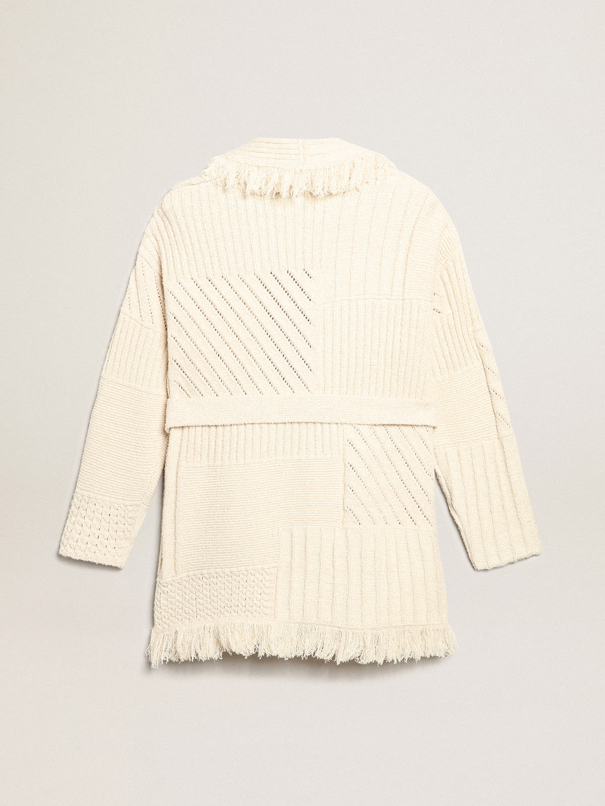 Golden Goose - Belted cardigan in papyrus-colored cotton  in 