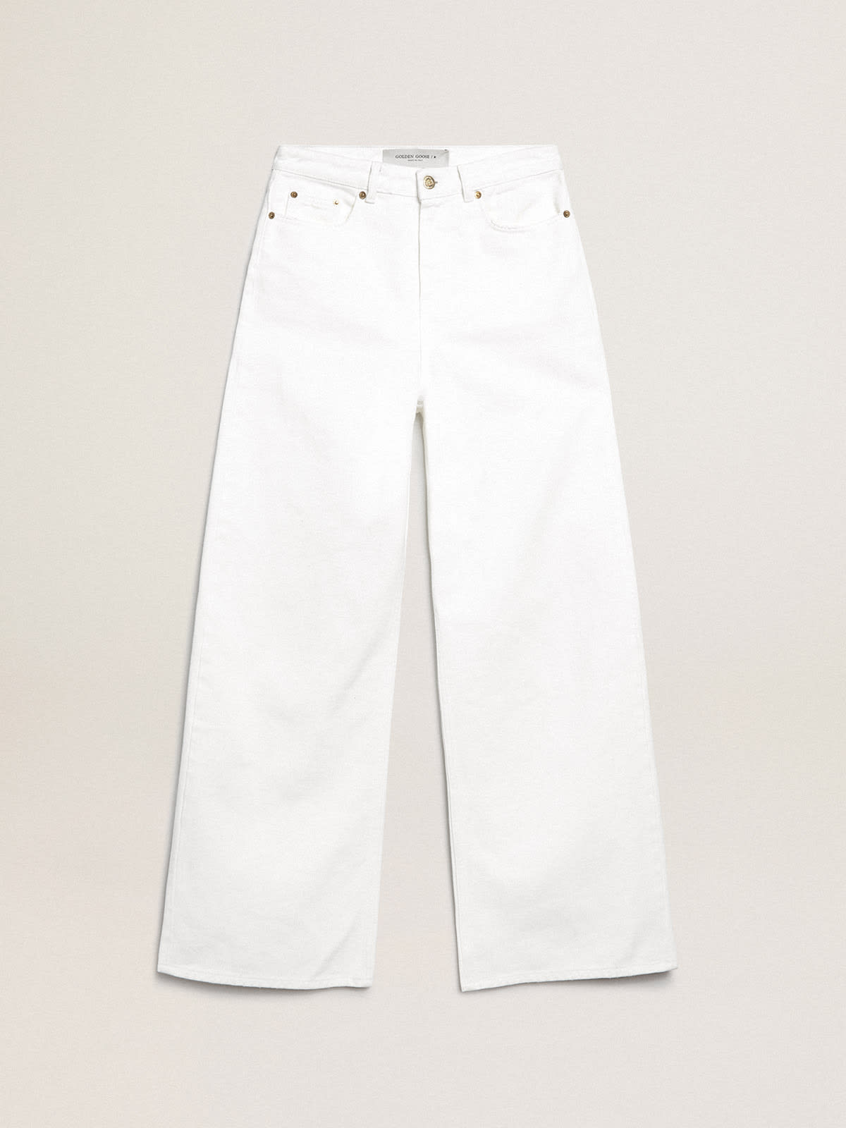 Golden Goose - Calça jeans perna larga de sarja branca in 