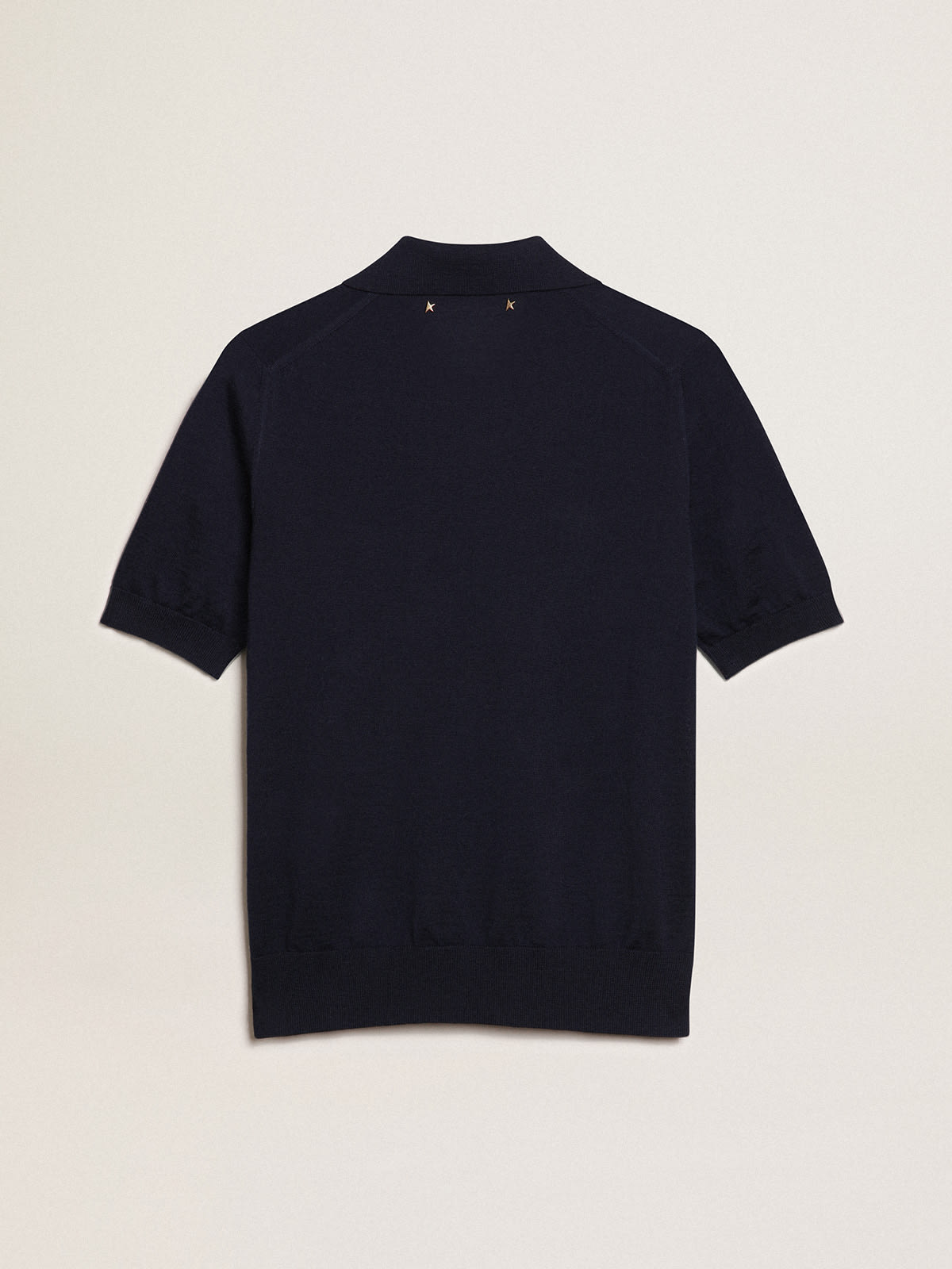 Golden Goose - Women’s polo shirt in navy-blue merino wool in 