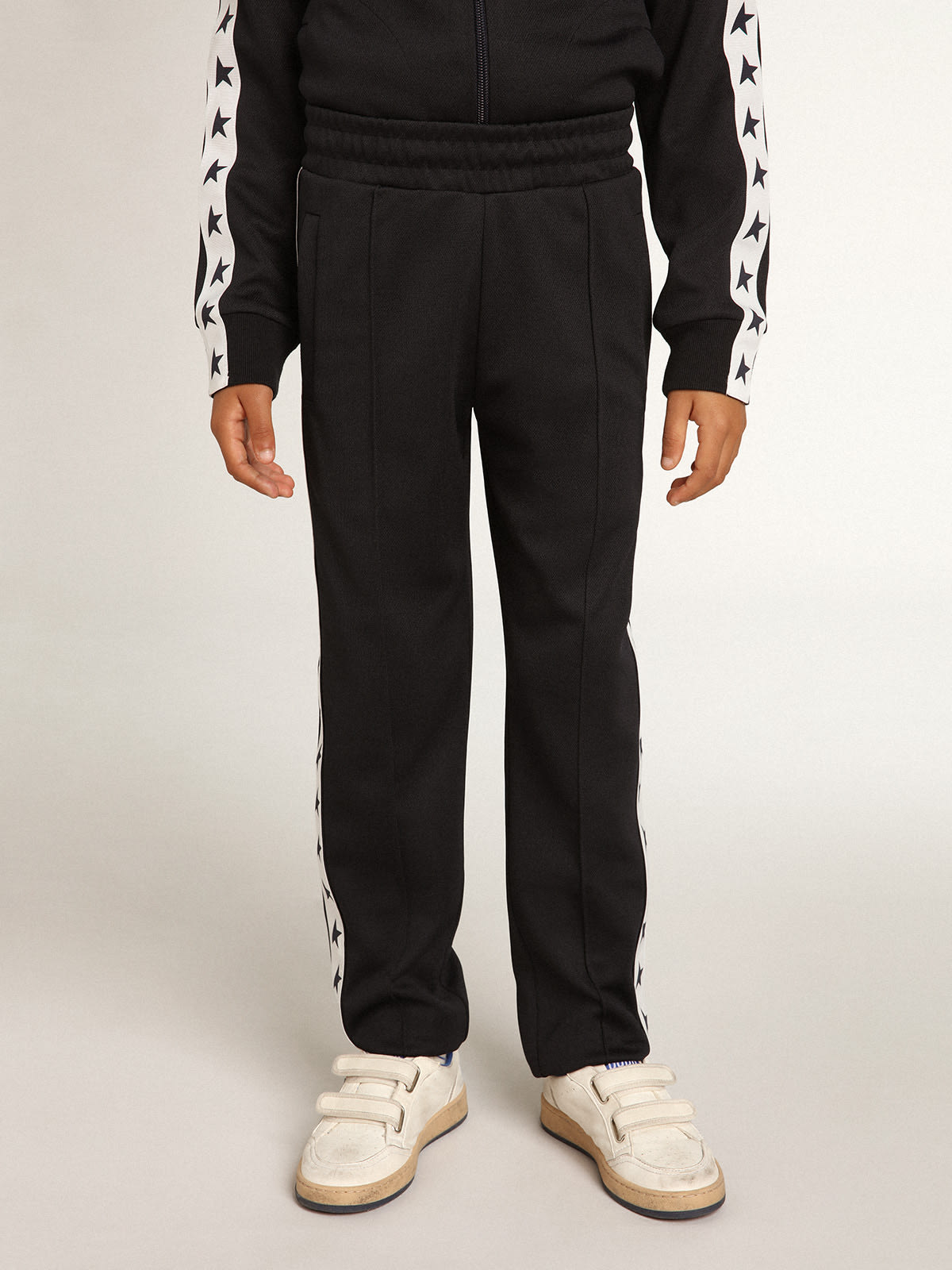 Golden Goose - Dark blue joggers with white strip and contrasting stars in 
