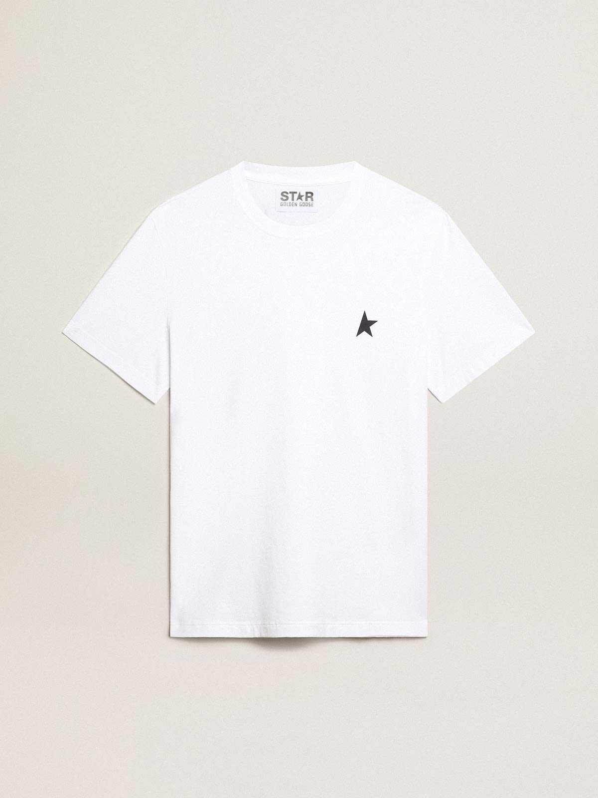 Golden Goose - Men’s white T-shirt with dark blue star on the front in 
