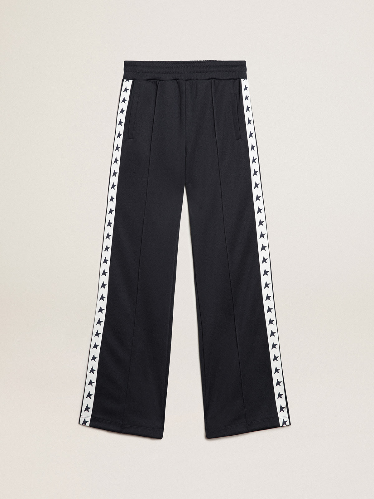 Golden Goose - Pantalón jogger azul oscuro con cinta blanca y estrellas en contraste in 