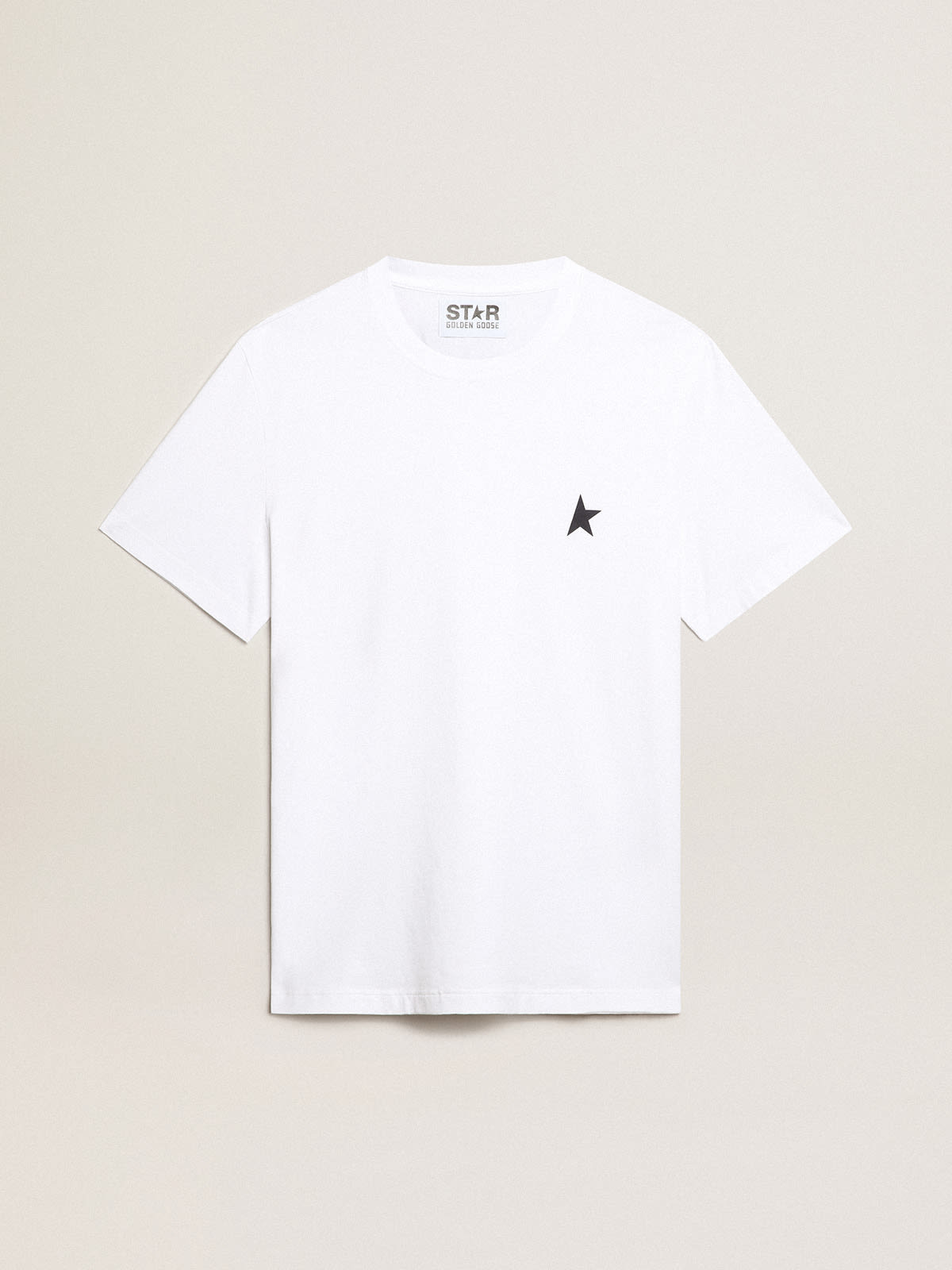 Golden Goose - Women’s white T-shirt with dark blue star on the front in 