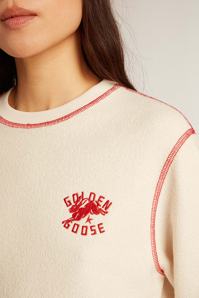 Golden Goose - Damensweatshirt in Heritage-White mit CNY-Logo in 