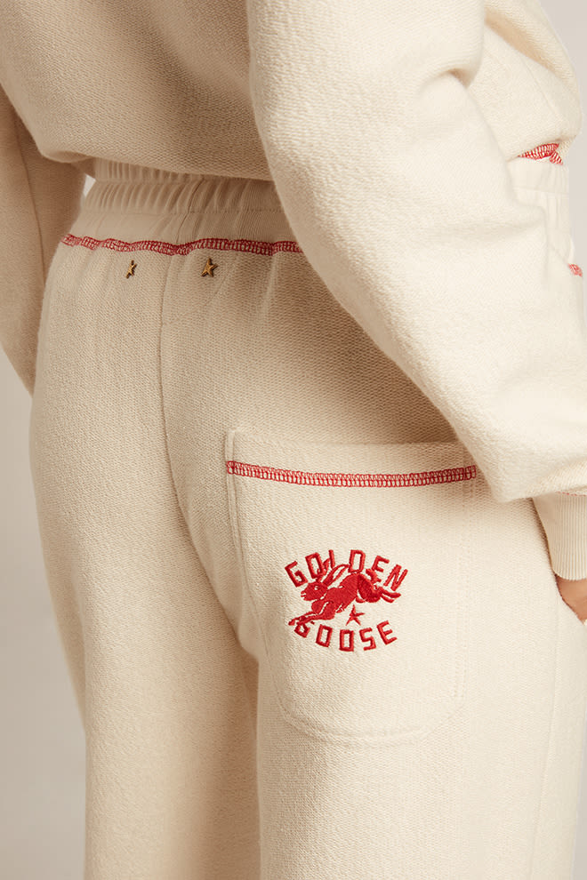 Golden Goose - Pantalone jogging Donna color bianco heritage con logo CNY in 