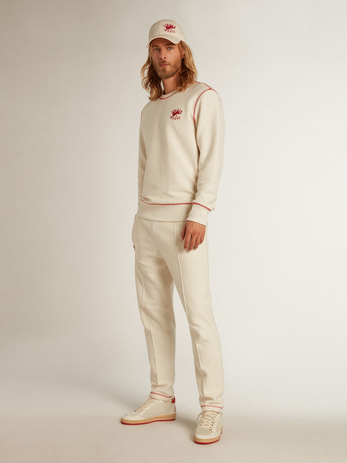 Golden Goose - Men’s heritage white joggers with CNY logo in 