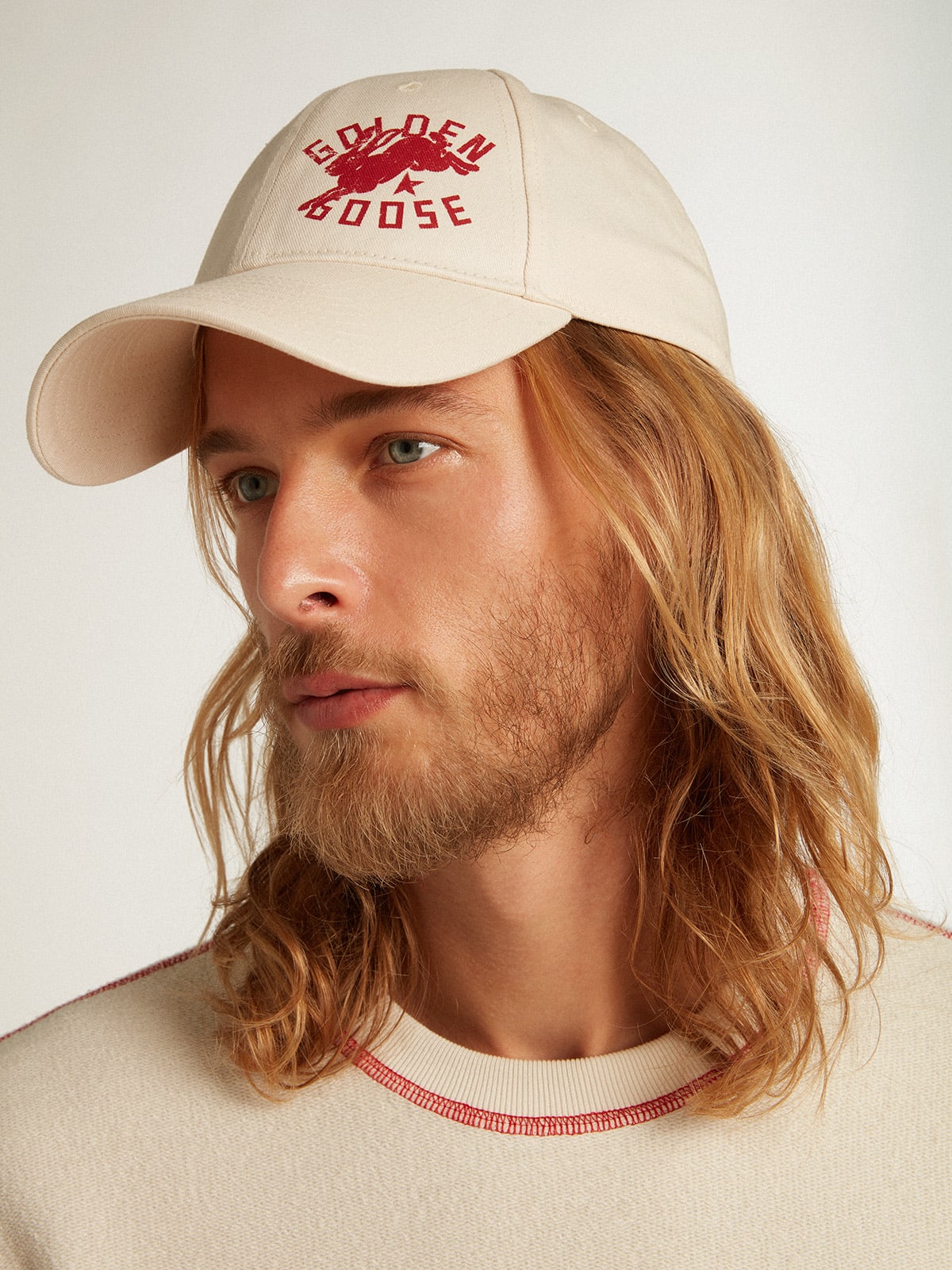 Golden Goose - Casquette de baseball blanc caractéristique avec logo CNY in 