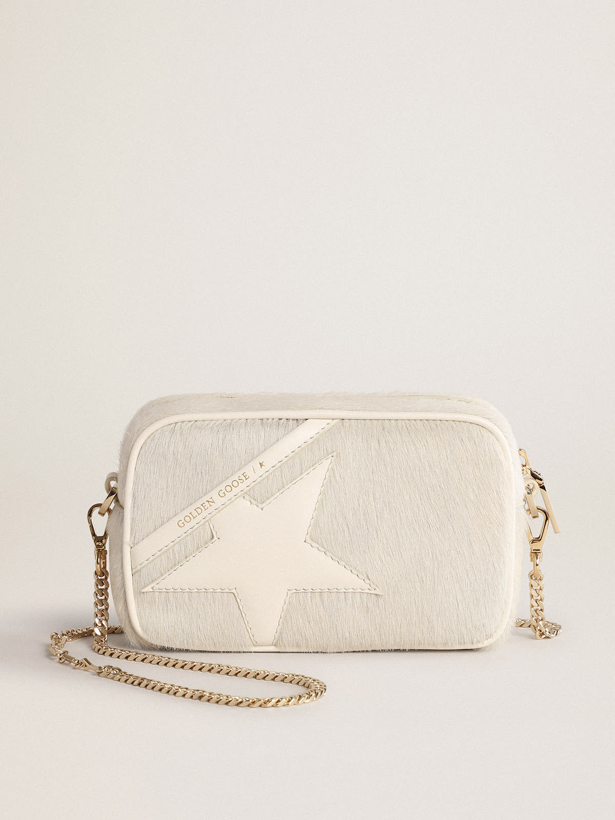 Golden Goose - Mini Star Bag in heritage white leather with tone-on-tone star in 