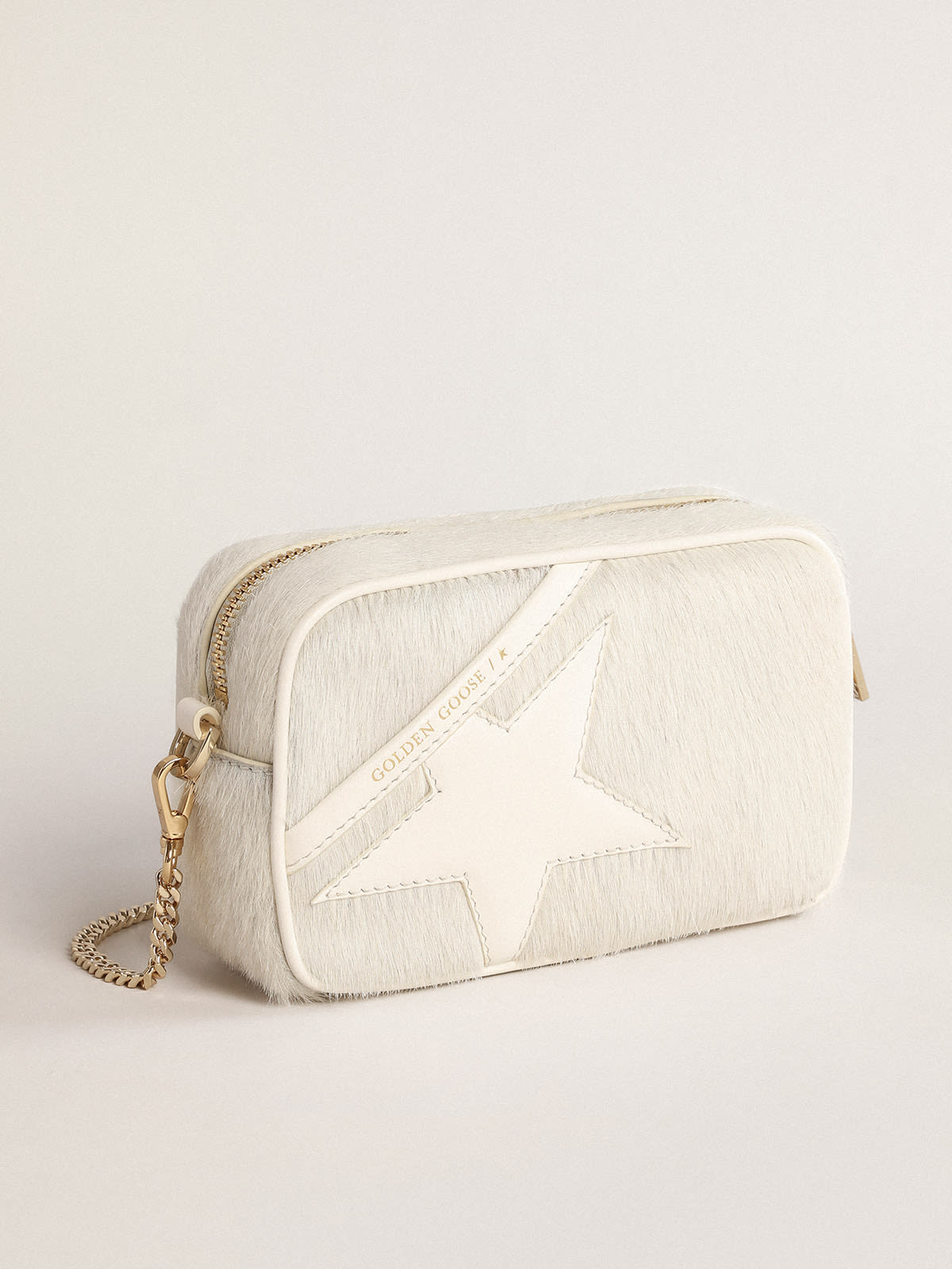 Golden Goose - Mini Star Bag in pelle color bianco heritage con stella ton sur ton in 