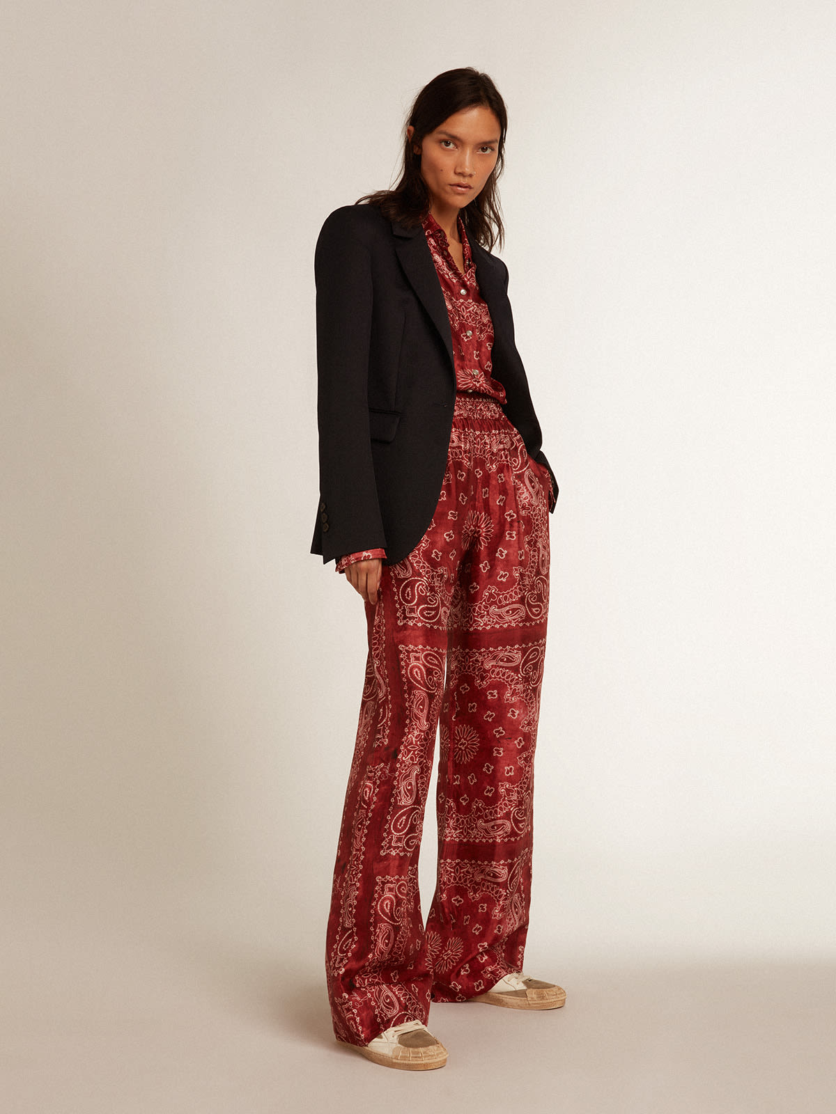 Golden Goose - Joggers in burgundy with paisley print in 